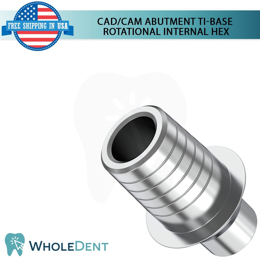 5x Dental Rotational Concave Titanium Base Int Hex 2.42mm CAD/CAM Prosthetic