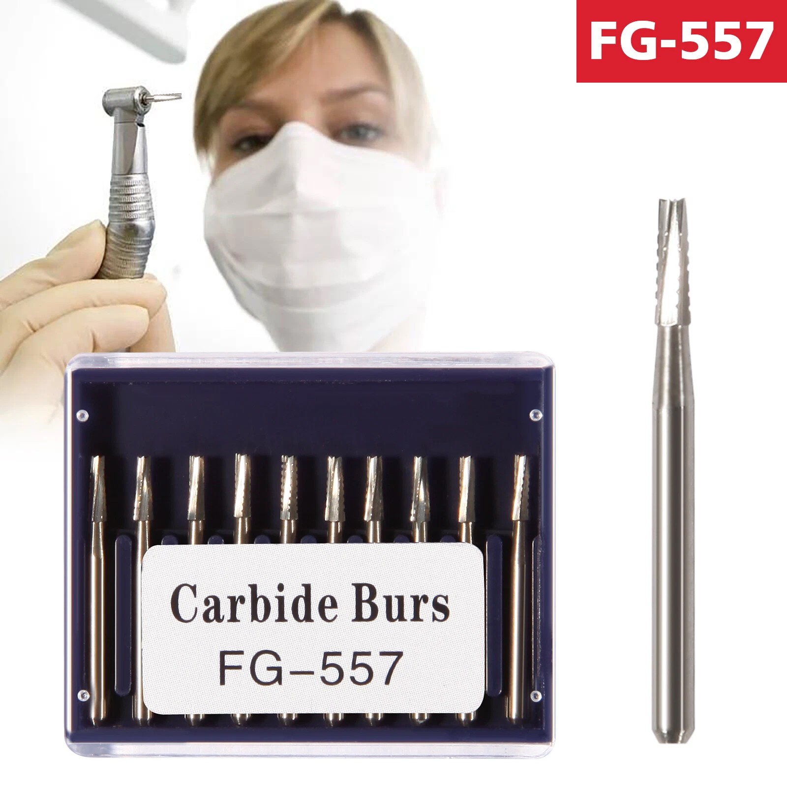 FG 557 Carbide Burs – Friction Grip for High-Speed Handpieces, Midwest Type