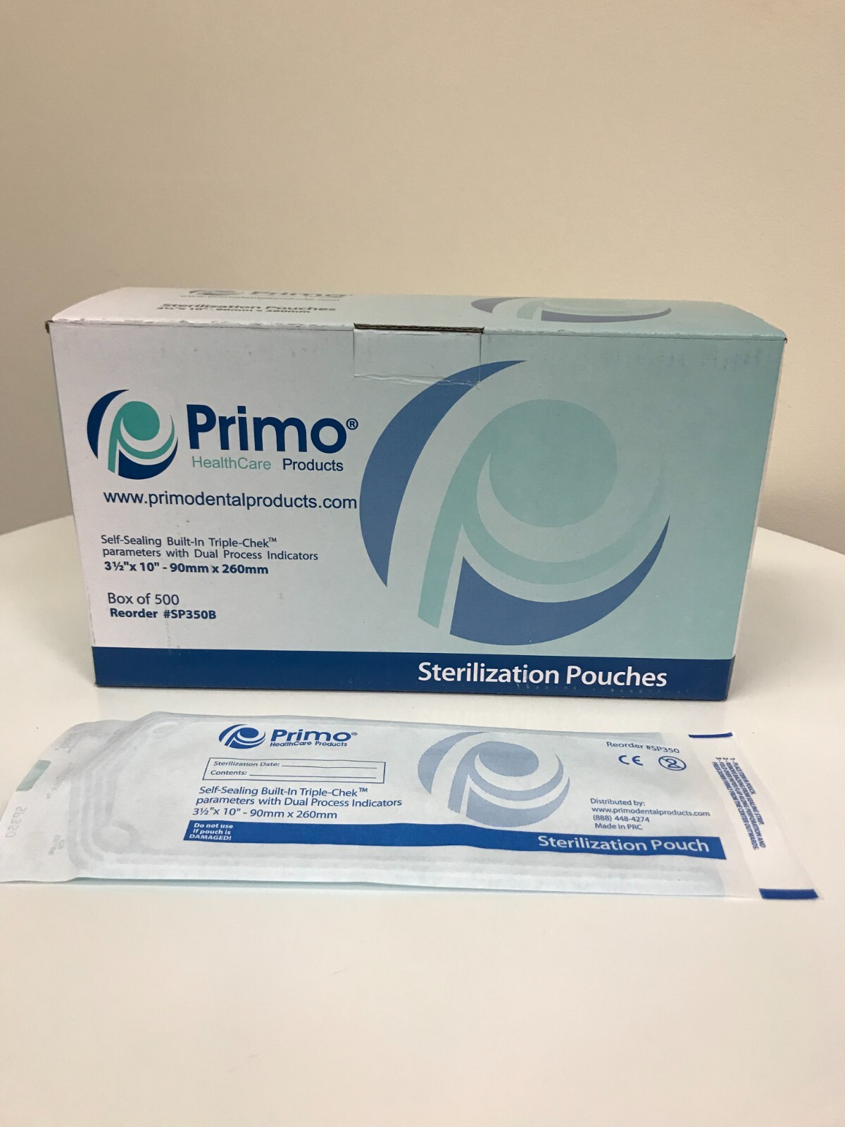 Primo Triple Chek Sterilization Pouch 3.5 x 10 (500) Bags Dental Tattoo Nail