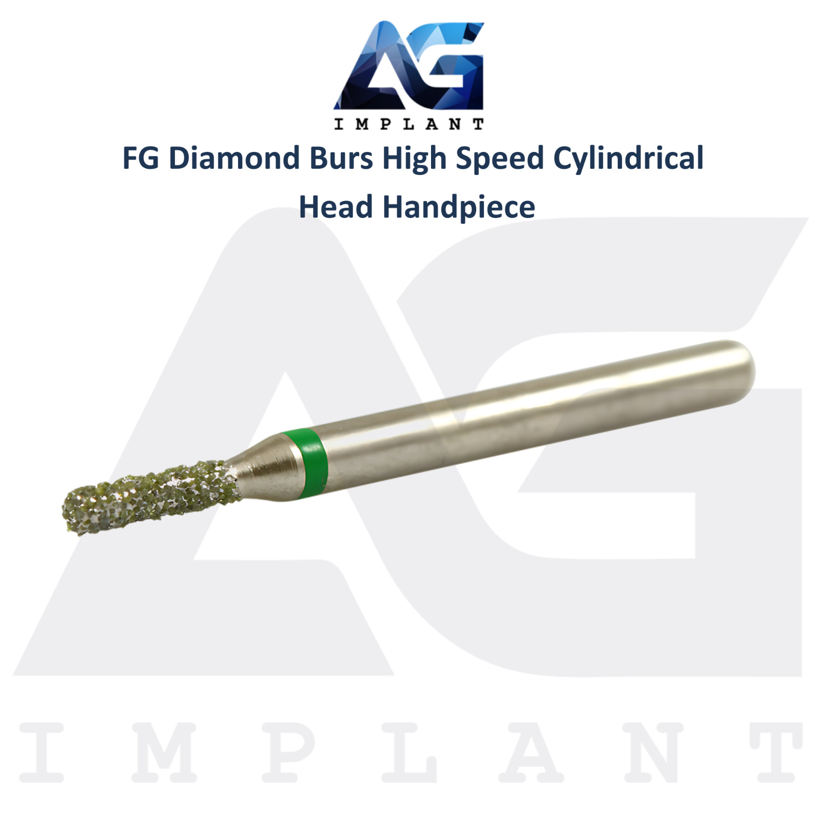 Dental FG Diamond 10 Burs High Speed Cylindrical Head Handpiece Stainless Steel