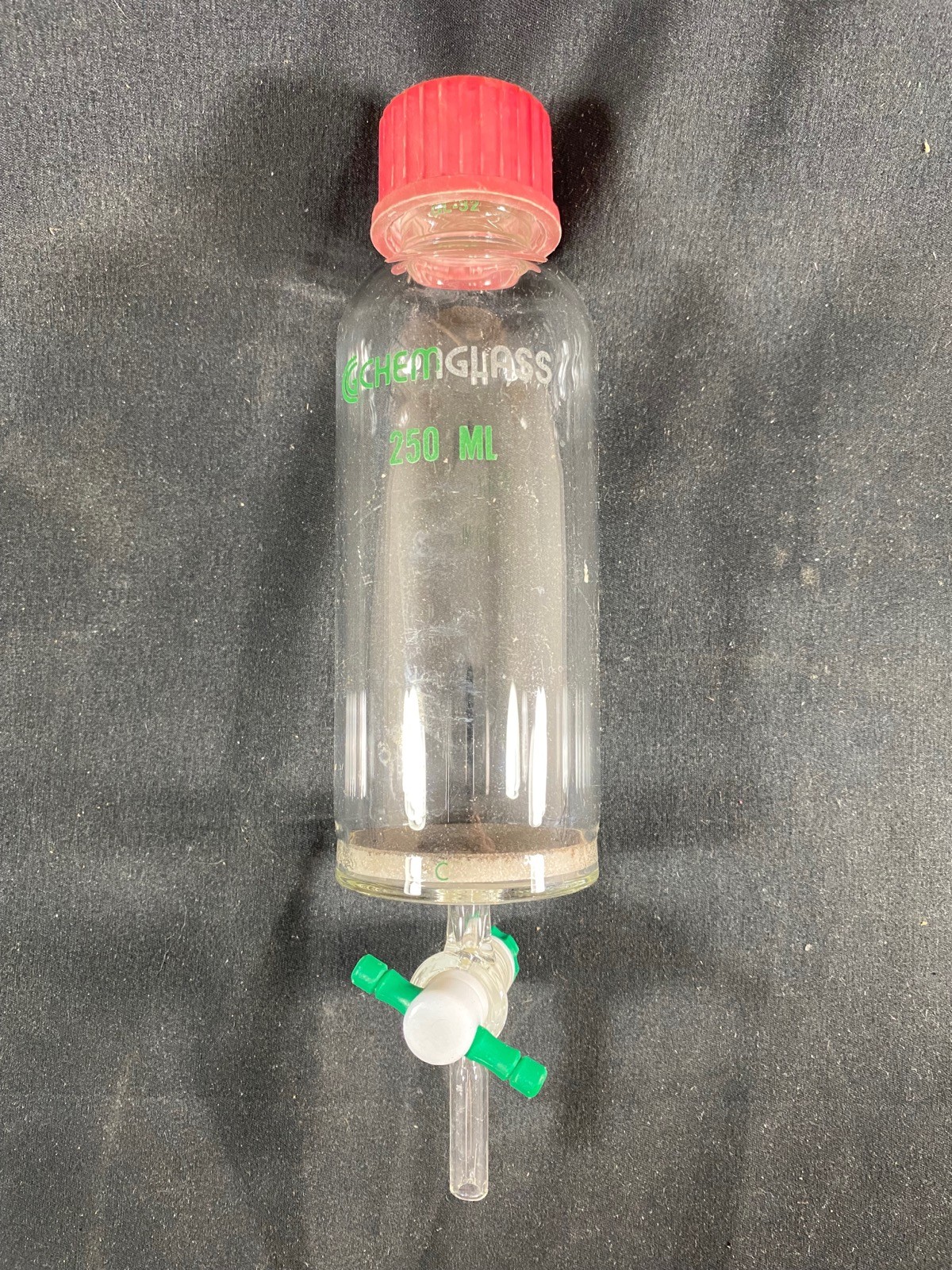 CHEMGLASS Glass 250mL GL-32 Coarse Frit Solid Phase Peptide Synthesis Vessel (B)