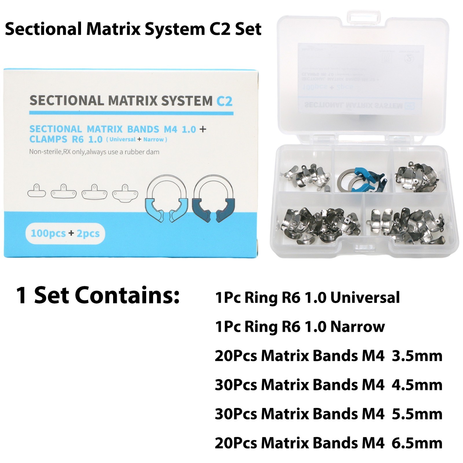 Dental Matrix Bands Ring Sectional Matrice Clamp Fit Garrison Palodent V3 System