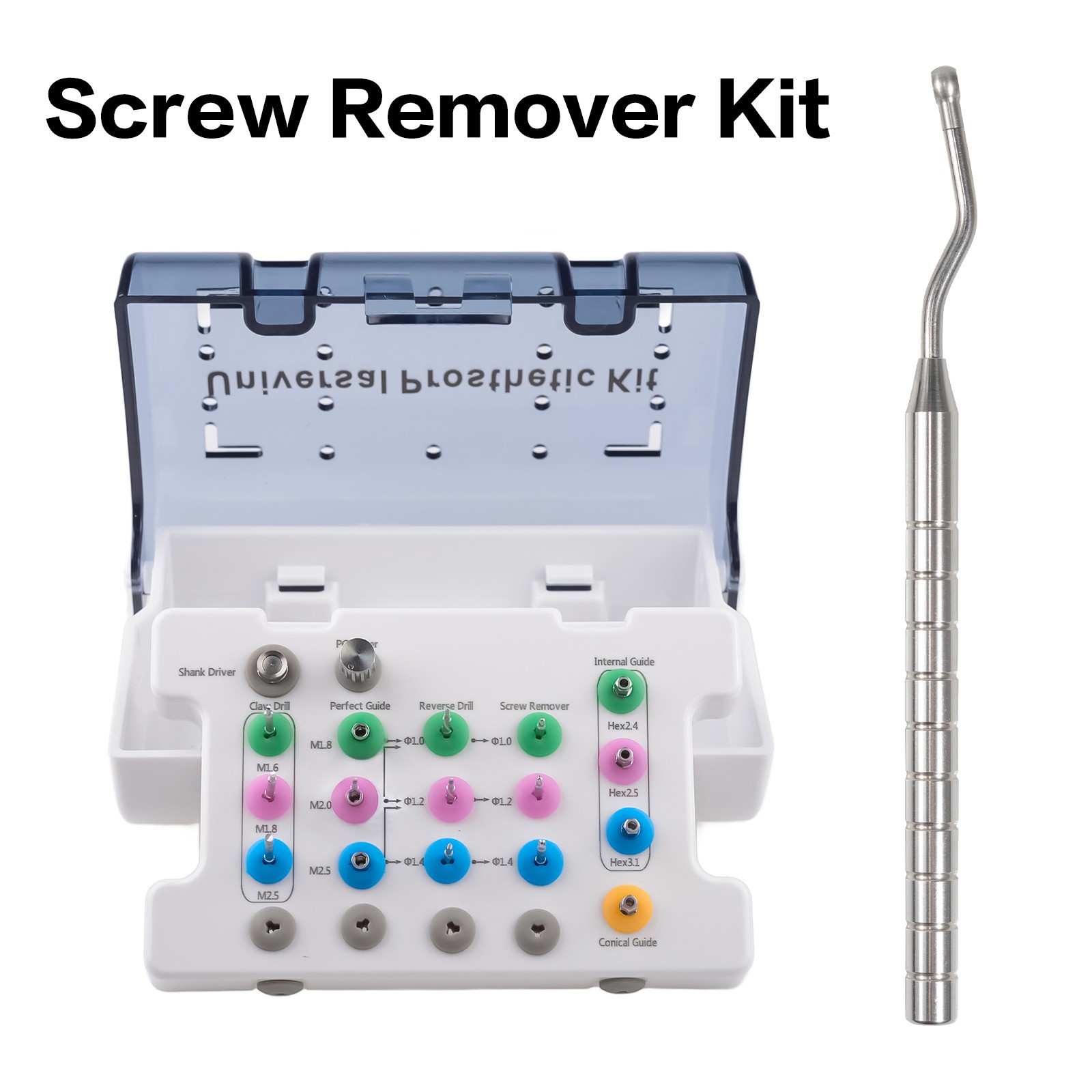 Dental Broken Screw Remover Kit Implant Surgical Tool Drill Guide Extraction