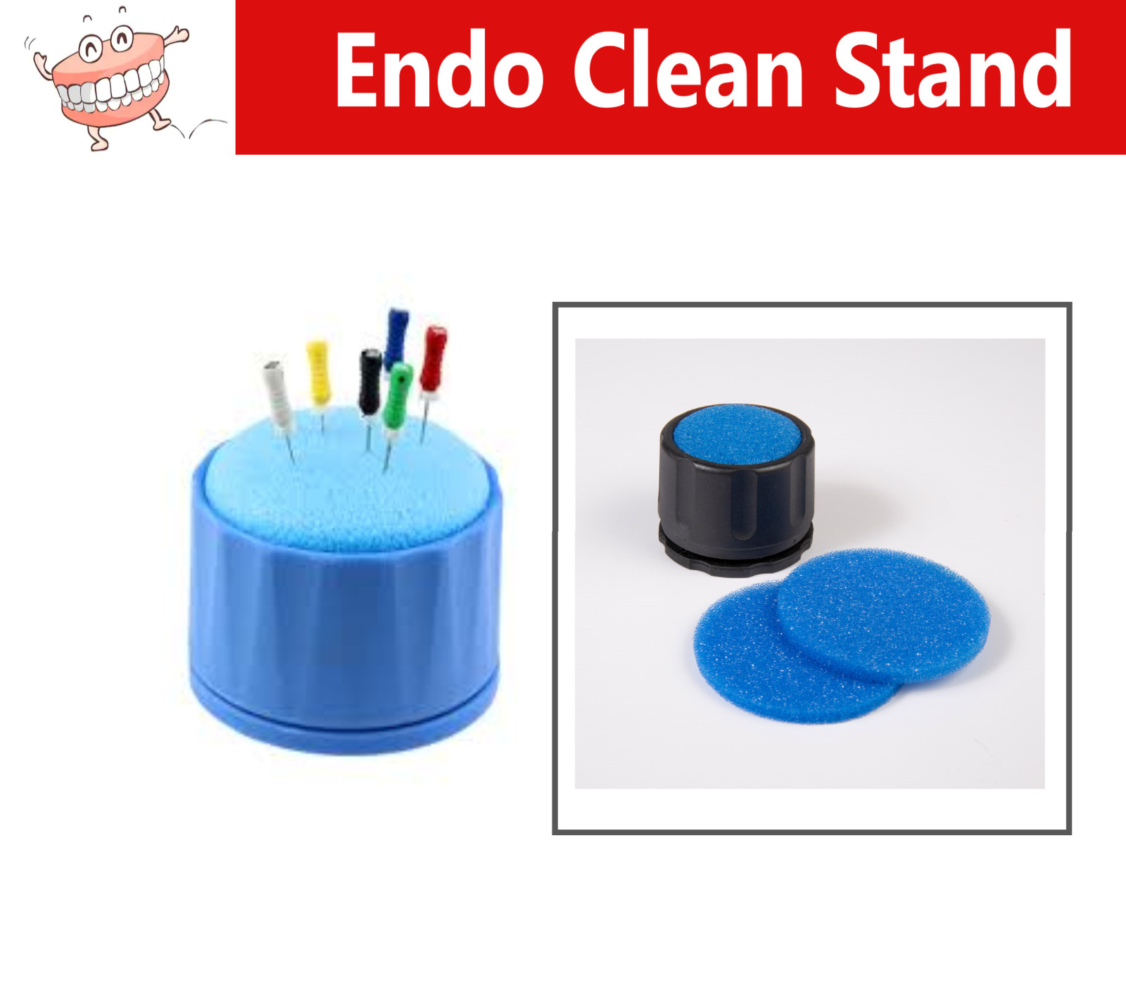 Dental Round Endo Clean Stand Cleaning Foam Sponge File Holder comes with Foam