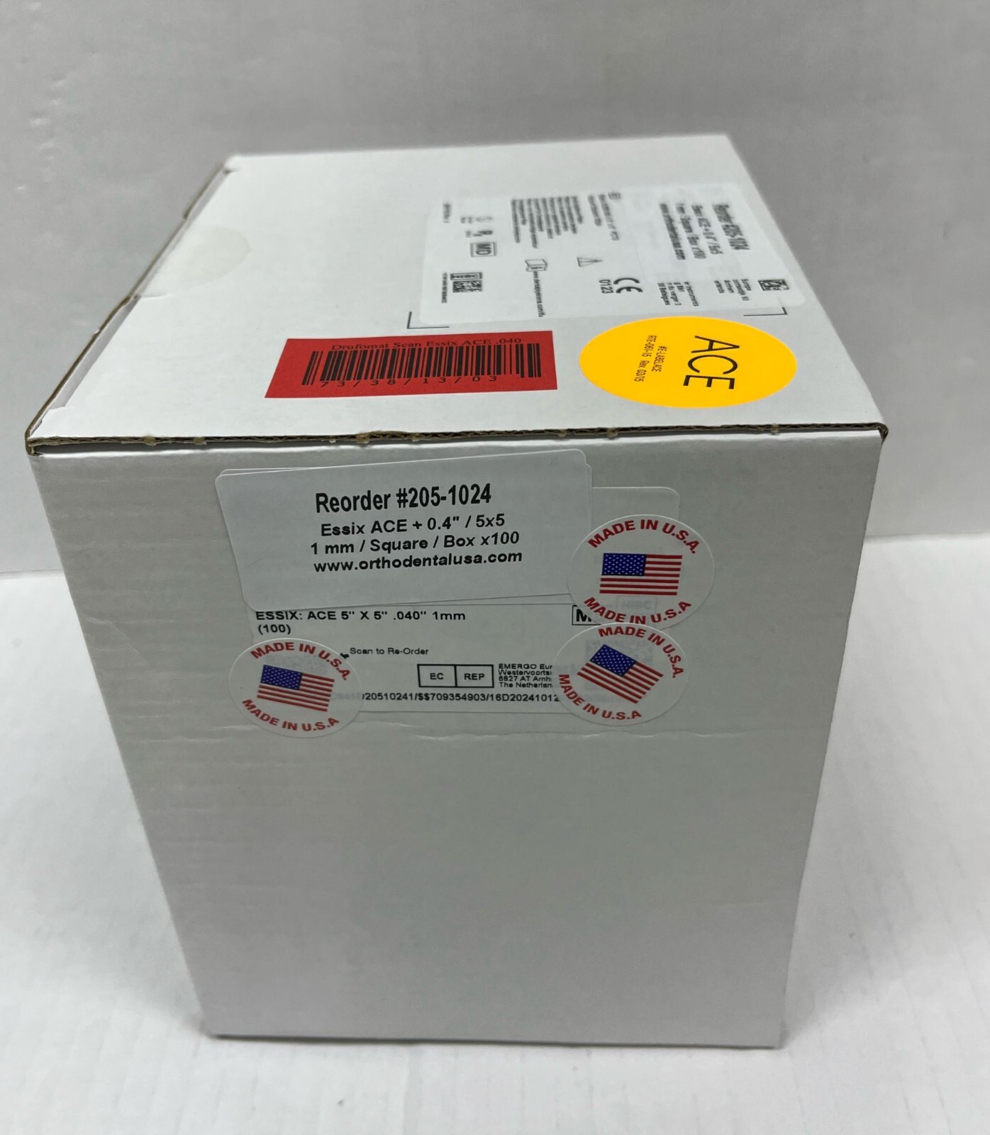 Essix ACE vacuum FORMING SHEETS Retainer .040″/ 5″ SQUARE box 100 pcs 205-1024