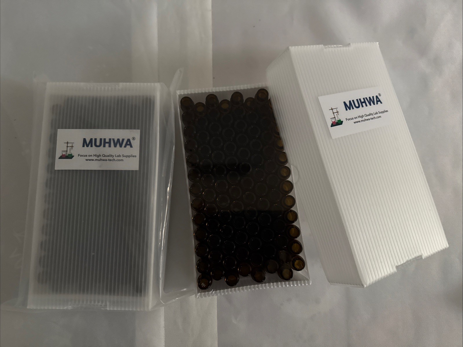 MUHWA 4ml Amber HPLC Vials Black Screw Cap With Hole 2X 100 PCs-Brand New-US