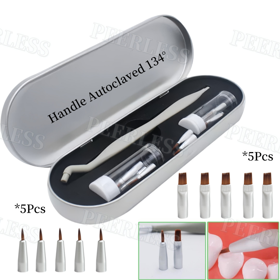 Dental Brush Pen Replaceable Brushes Head Straight Curved Head Mini Micro Brush