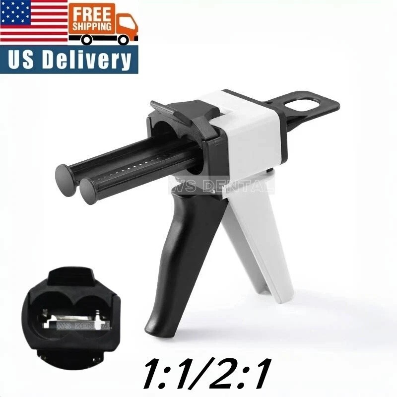 Dental Impression Universal Cartridge Dispenser Delivery Gun 1:1 2:1 Mixing