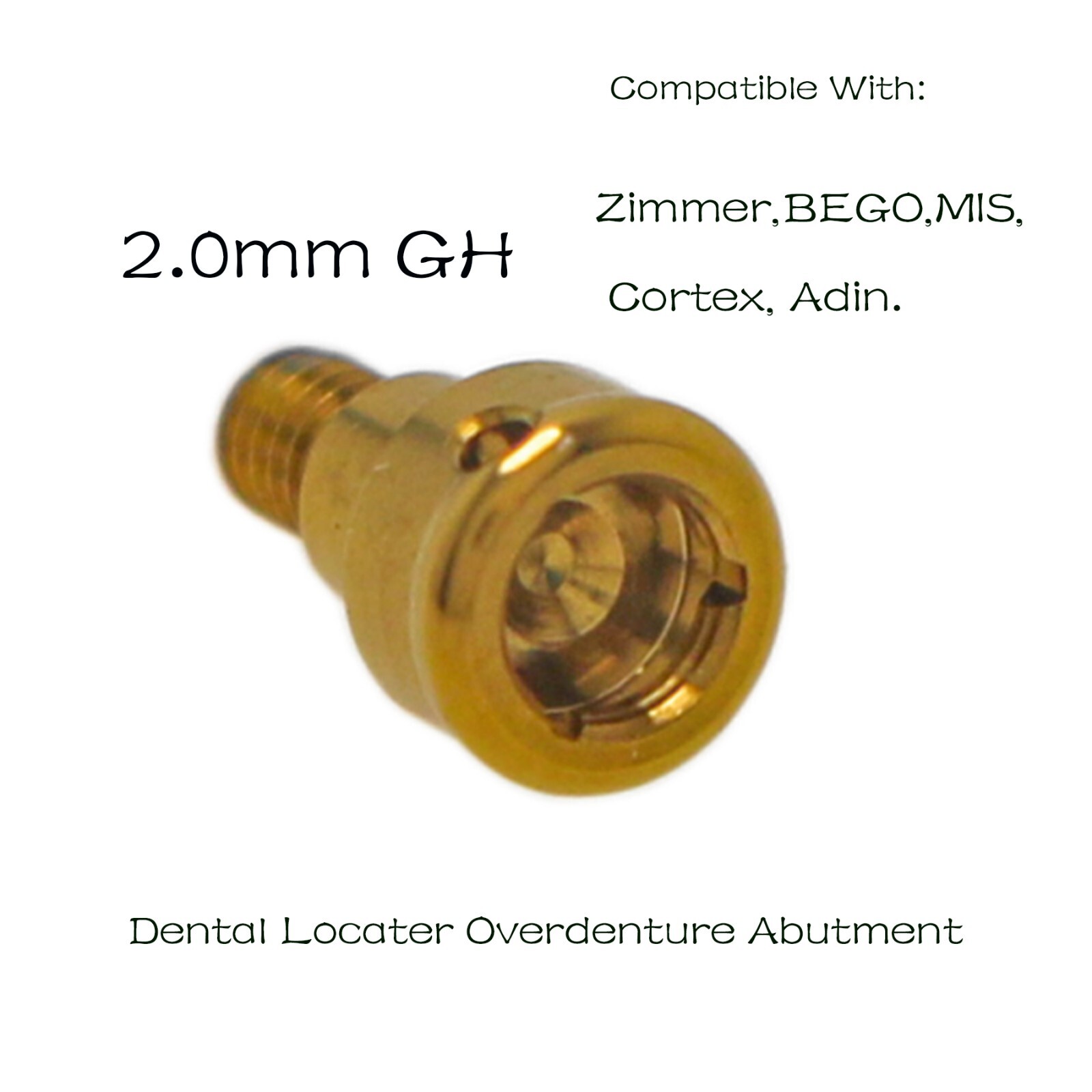 US Implant Overdenture Locator Abutment For Zimmer BEGO MIS Cortex Adin 2.0mm GH