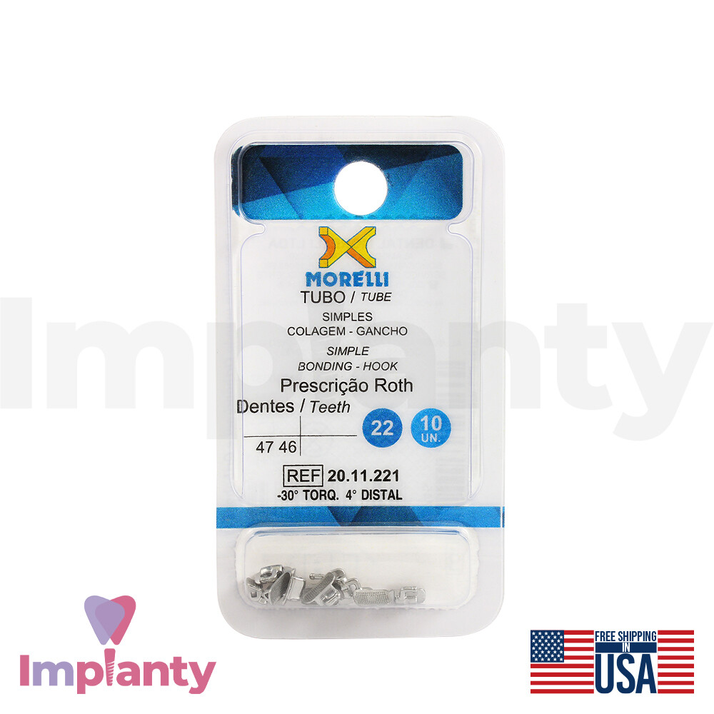 Morelli Orthodontics Simple Buccal Tube Non-Conventional Hook 10pcs Metal Roth