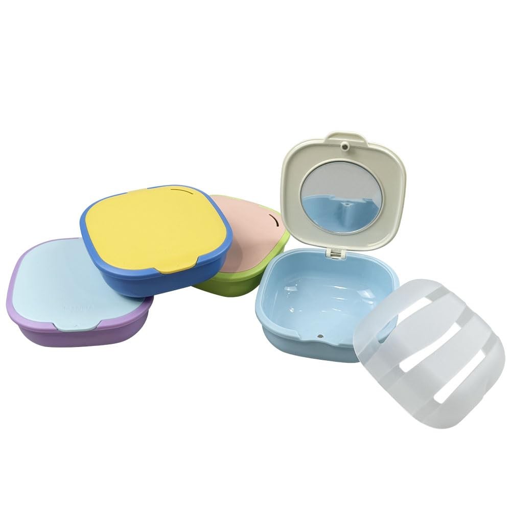 SENLIN DENTAL 2pcs Orthodontic Retainer Case with Mirror Vent Holes, Slim AD