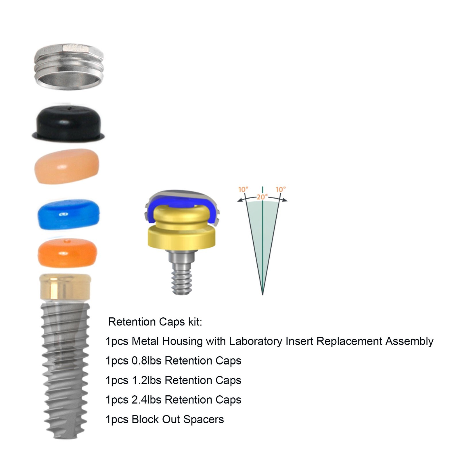 US Dental Locator attachment system Abutments fits Snucone Mini/Regular Implants