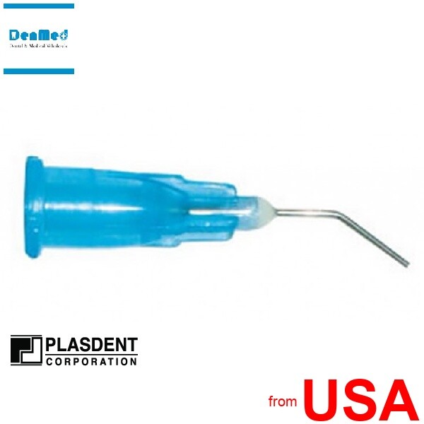PLASDENT Bent Needle Tips-#BNT-25-25ga-Color: BLUE ( 100 Pcs/Bag )-Pr 001-BNT-25