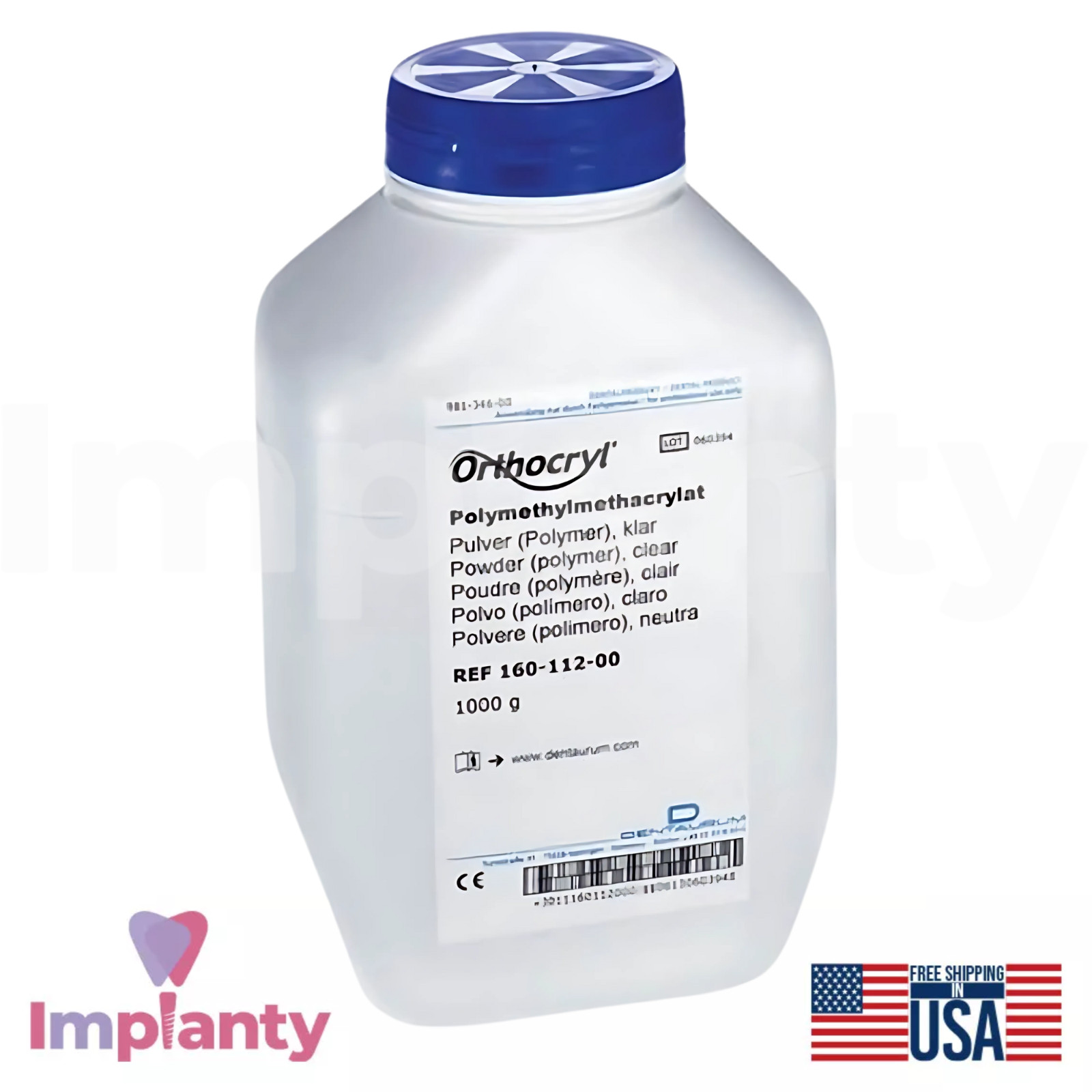 Dental 0rthocryl Acrylic Powder 1kg Clear Efficient 0rthodontic Fabrication