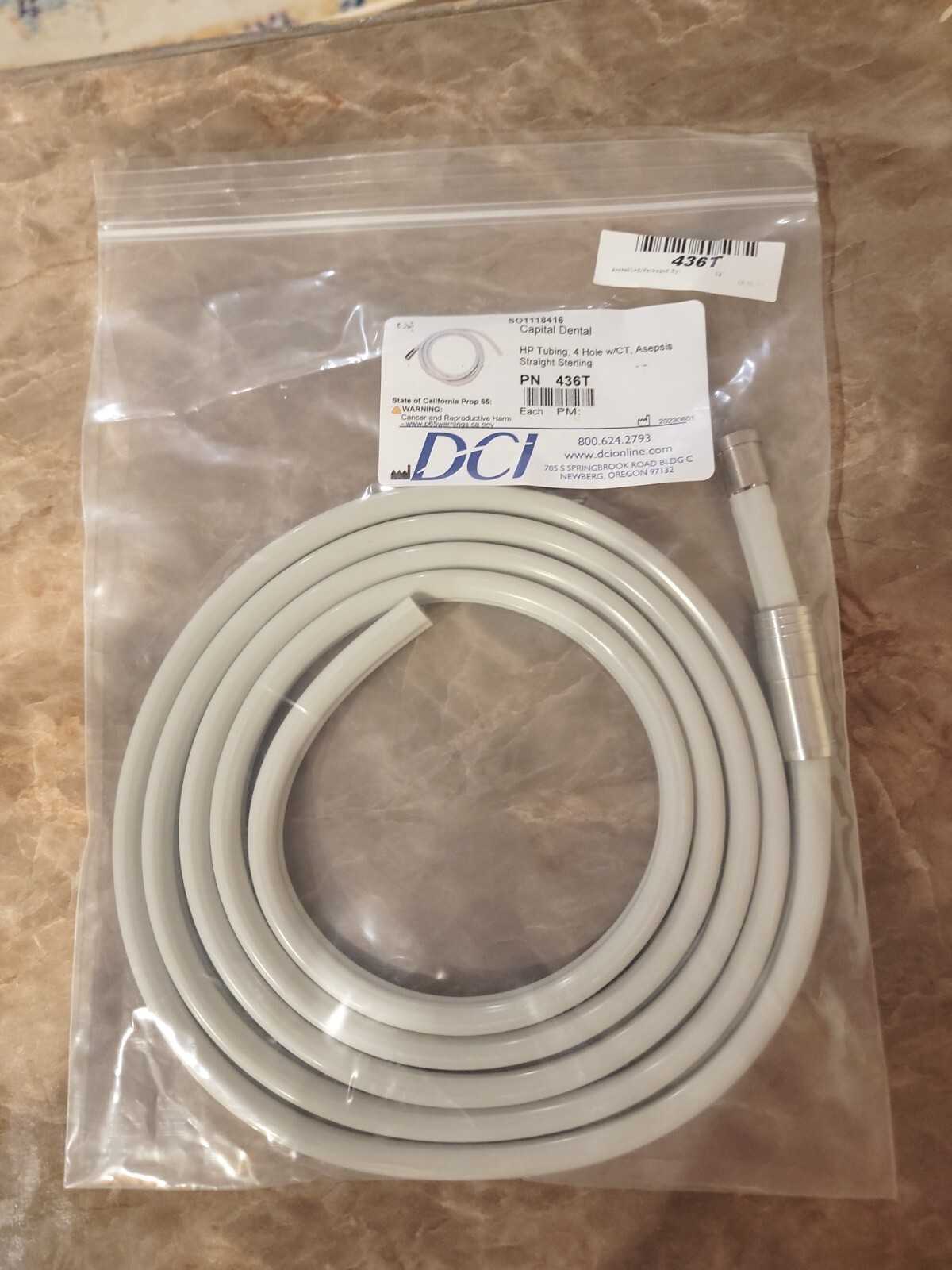 DCI 436T 4 Hole with CT, HP Tubing, Asepsis Straight Sterling