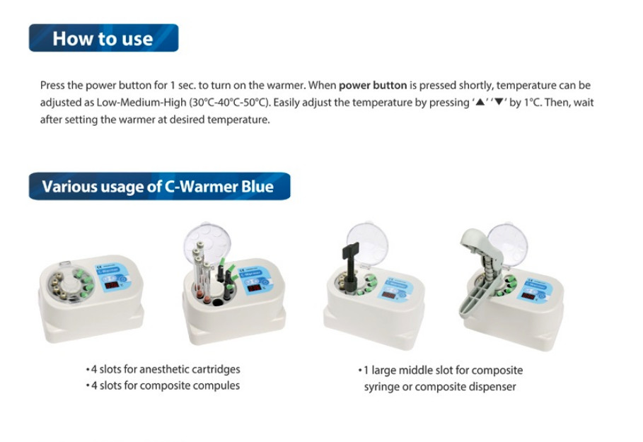 DXM Dentazon Dental C-Warmer Blue Type-1 Anesthetic Composite Resin Warmer