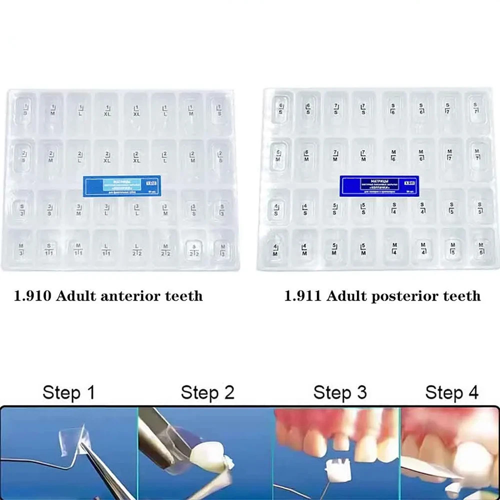 Dental 64Pcs Adult Resin Temporary Transparent Crowns TOR VM 1.910/1.911 Opt Kit