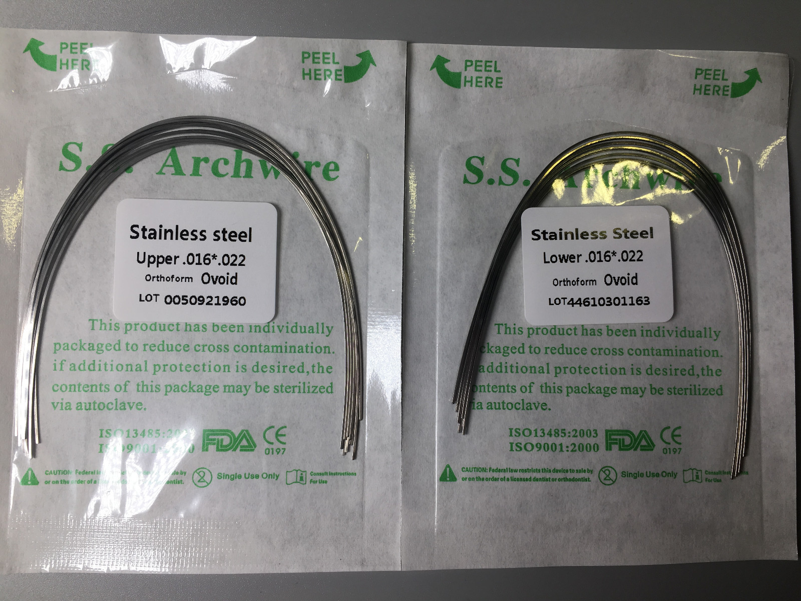 16*22U/L Orthodontic Stainless Steel Arch Wire Rectangular Dental * 5 Packs