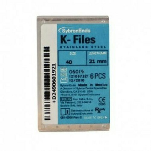 KERR 06019 SybronEndo K-Files 21mm #40 6/Box. Stainless Steel