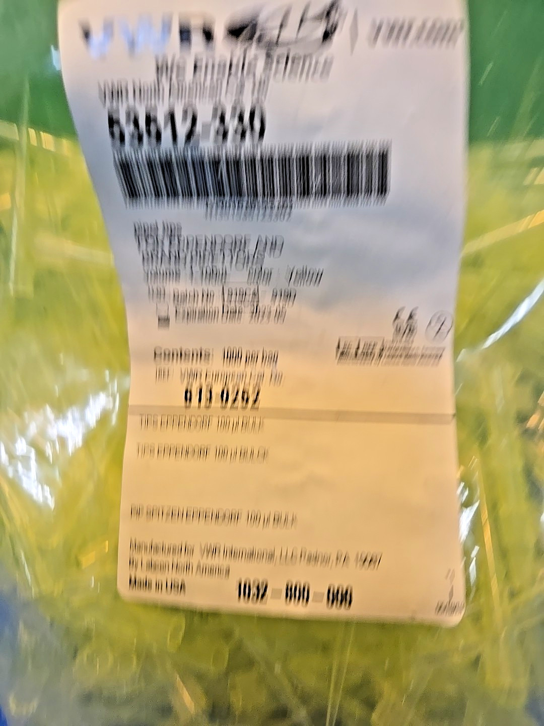 VWR 100µl YELLOW PIPET TIPS 53512-330 | EPPENDORF 100 UL BULK Open Bag
