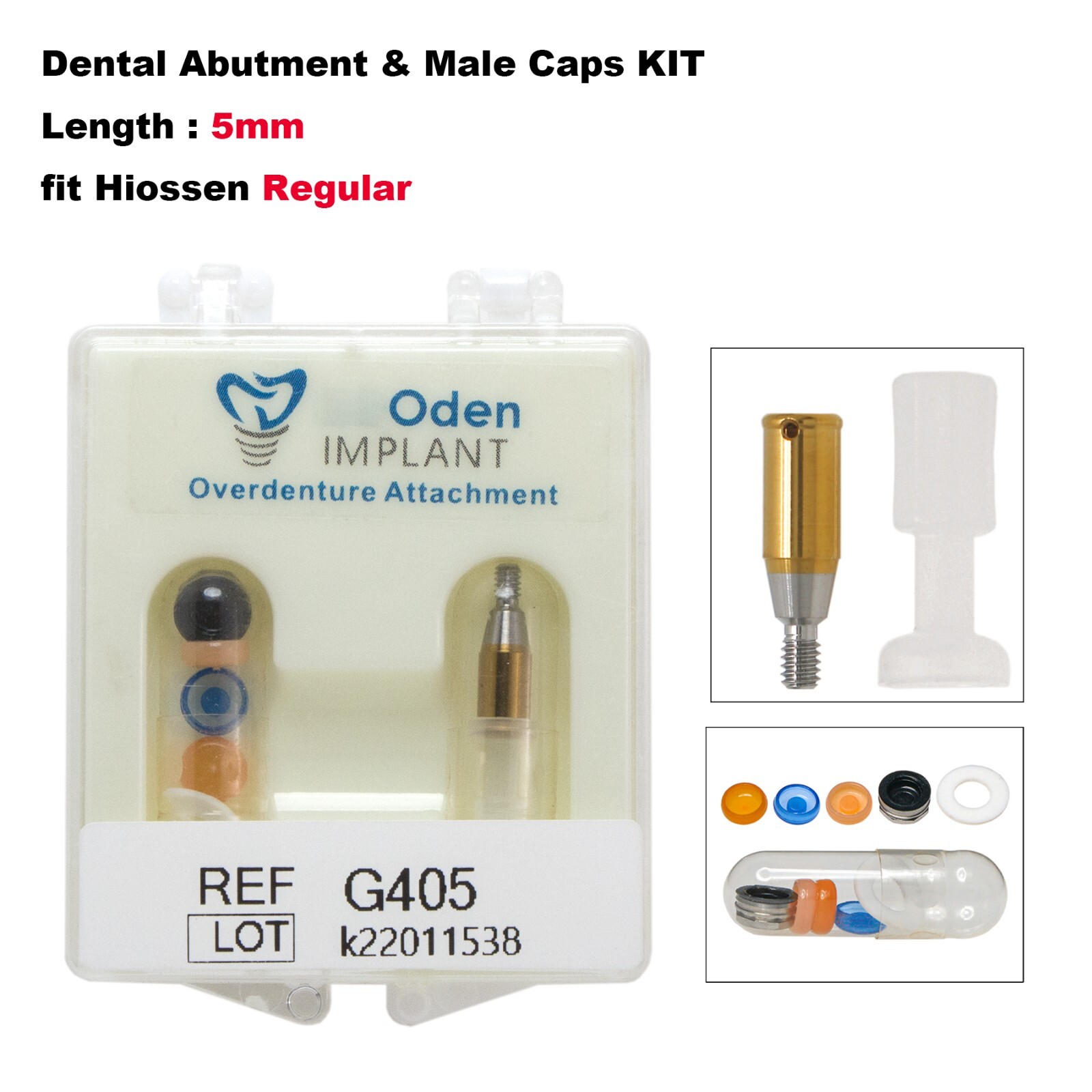 Dental Hiossen Locat0r Abutment Mini/Regular 3-5mm & Overdenture Male Caps Kits