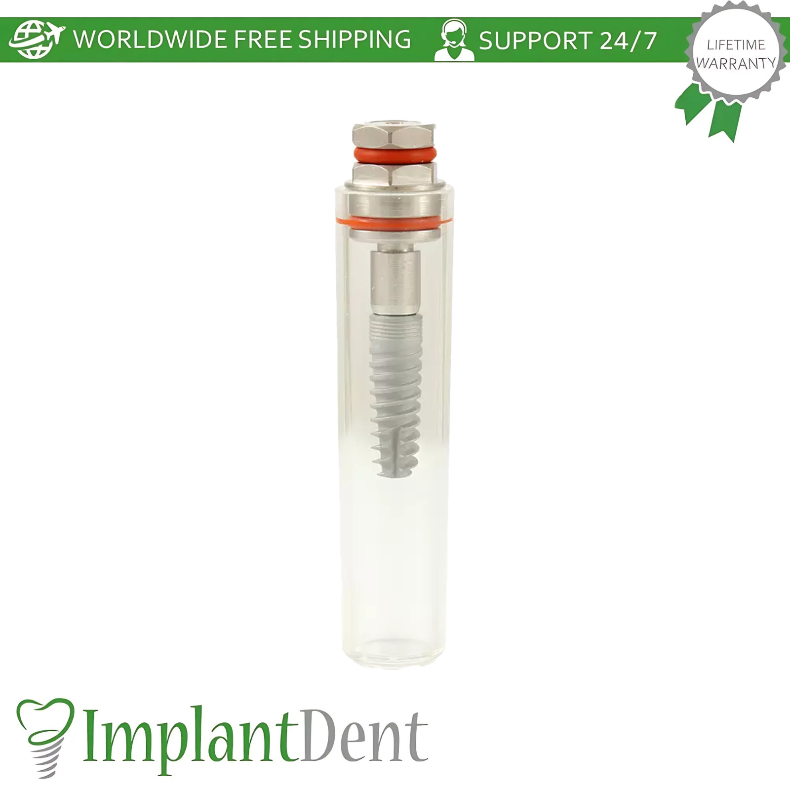 1x Dental Spiral Fixture SLA, Straight Prosthetic, Healing Cap Int Hex 2.42mm
