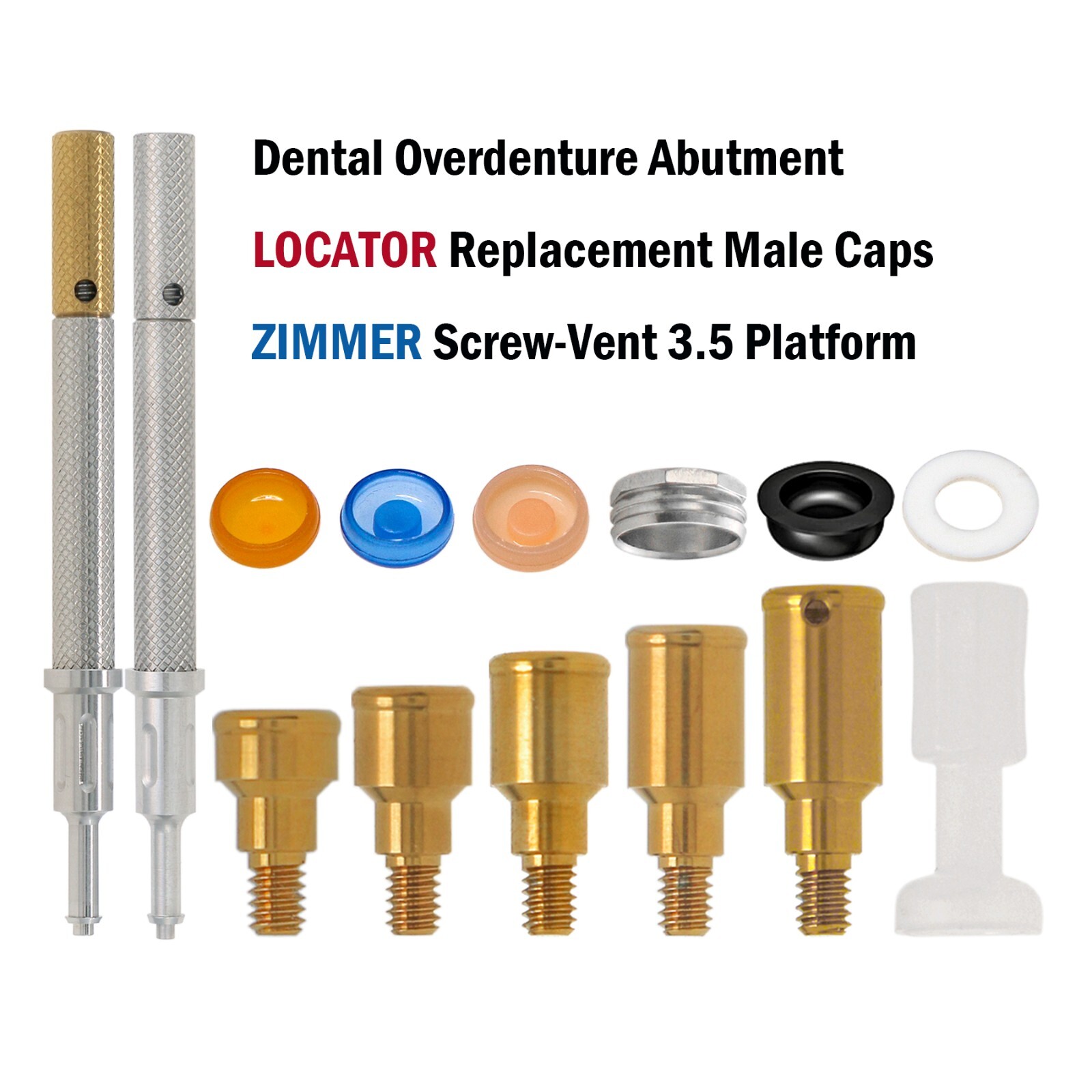 Dental 3.5/4.5mm Locator Attachment For Zimmer Screw-Vent system Abutment