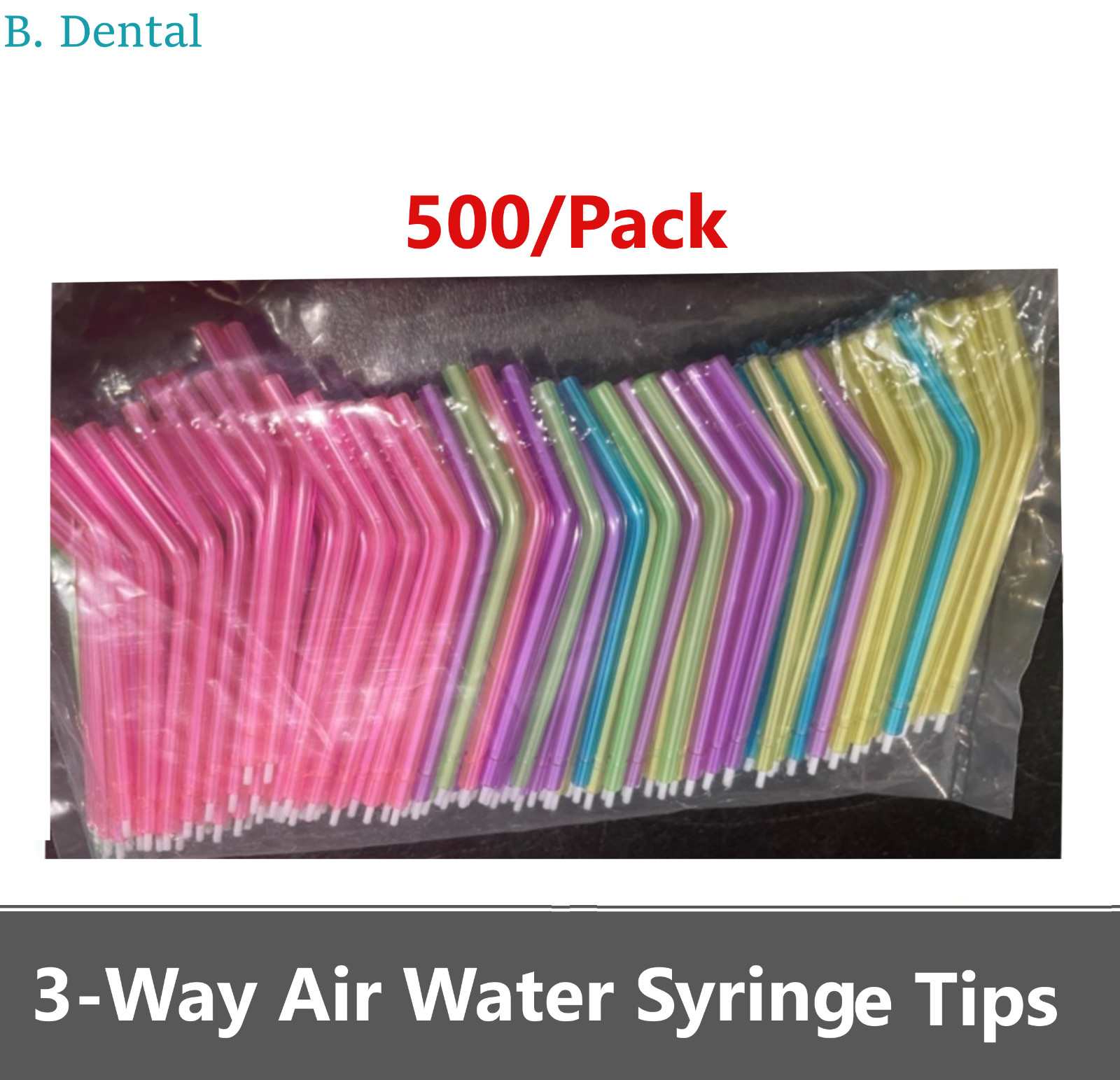 Dental 3-Way Air Water Syringe Disposable Spray Tips Triple Nozzles, 500/Pack