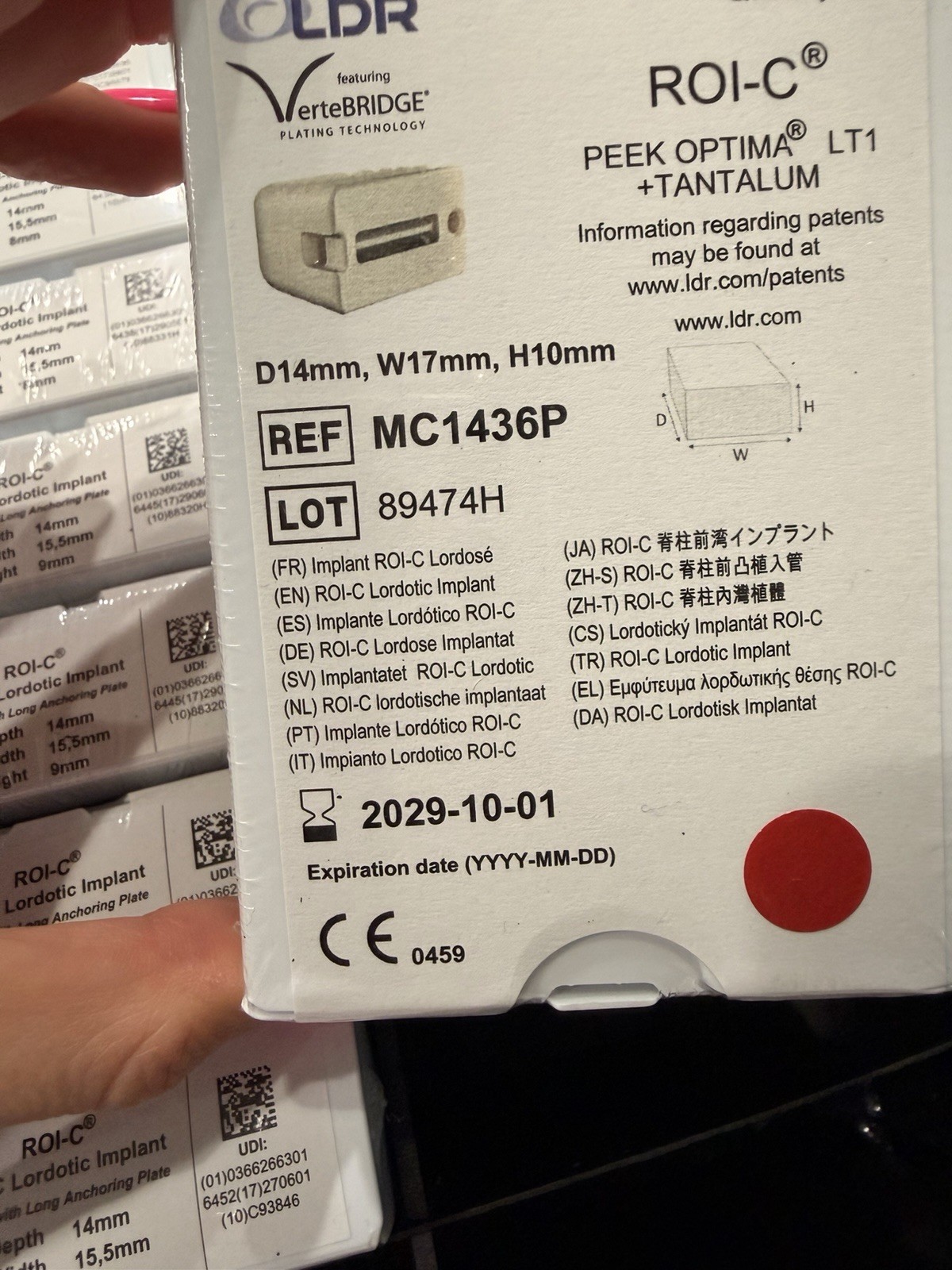 LDR ROI-C Lordotic Orthopedic Implant REF MC1436P