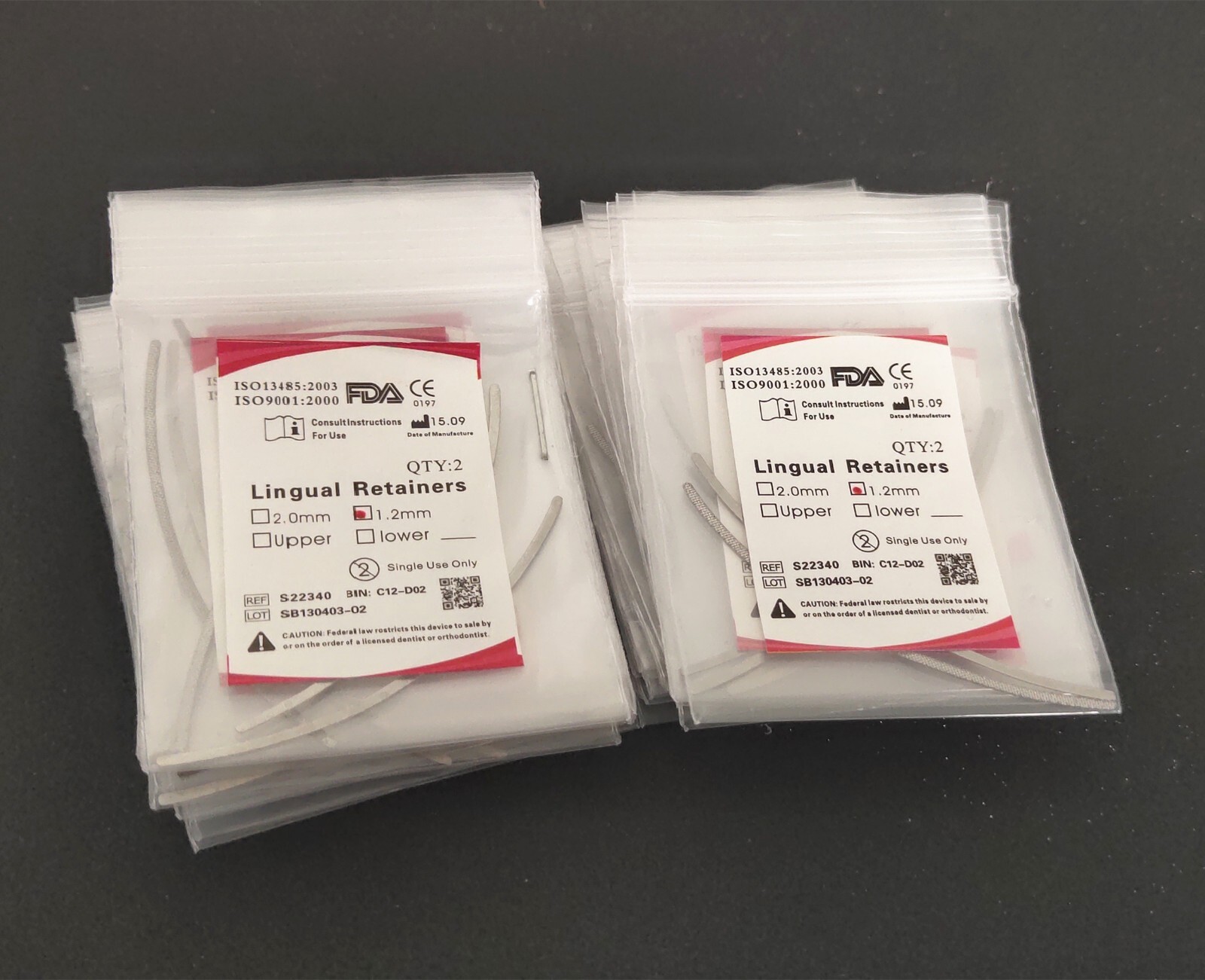 Dental Orthodontics 1.2mm Lingual Retainer 2Pcs/bag Universal Mesh Base