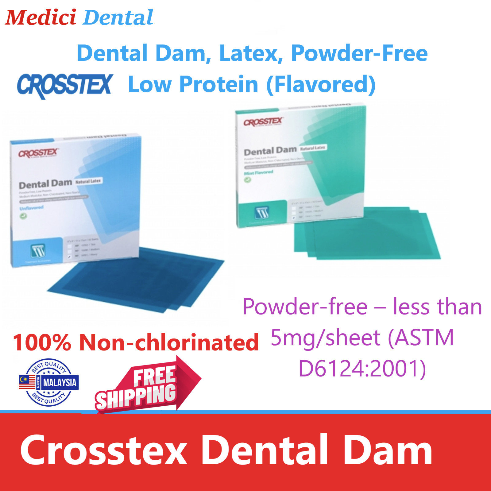 Dental Endodontic Rubber Dam Natural Latex Medium, Thin Heavy Gauge 5×5 or 6×6