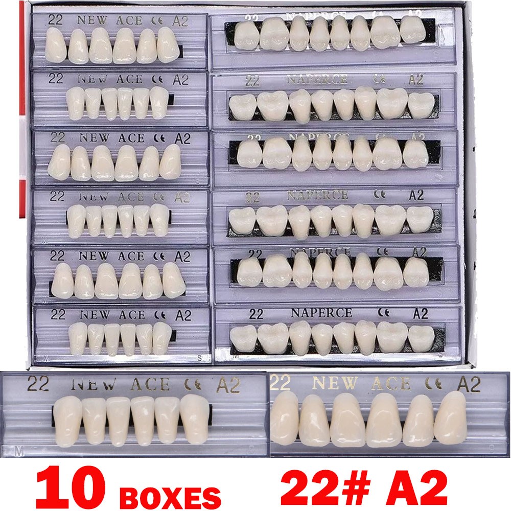 10Boxes Dental Acrylic Resin Denture 22#A2 Full Set Teeth Upper Lower Shade HOT