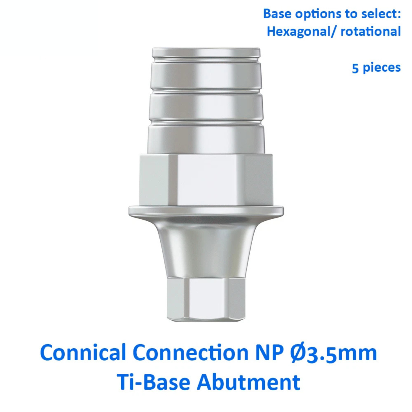 5x Dental Fixture Ti-Base CAD/CAM Adapter Head Conical Connection NP Ø3.5mm