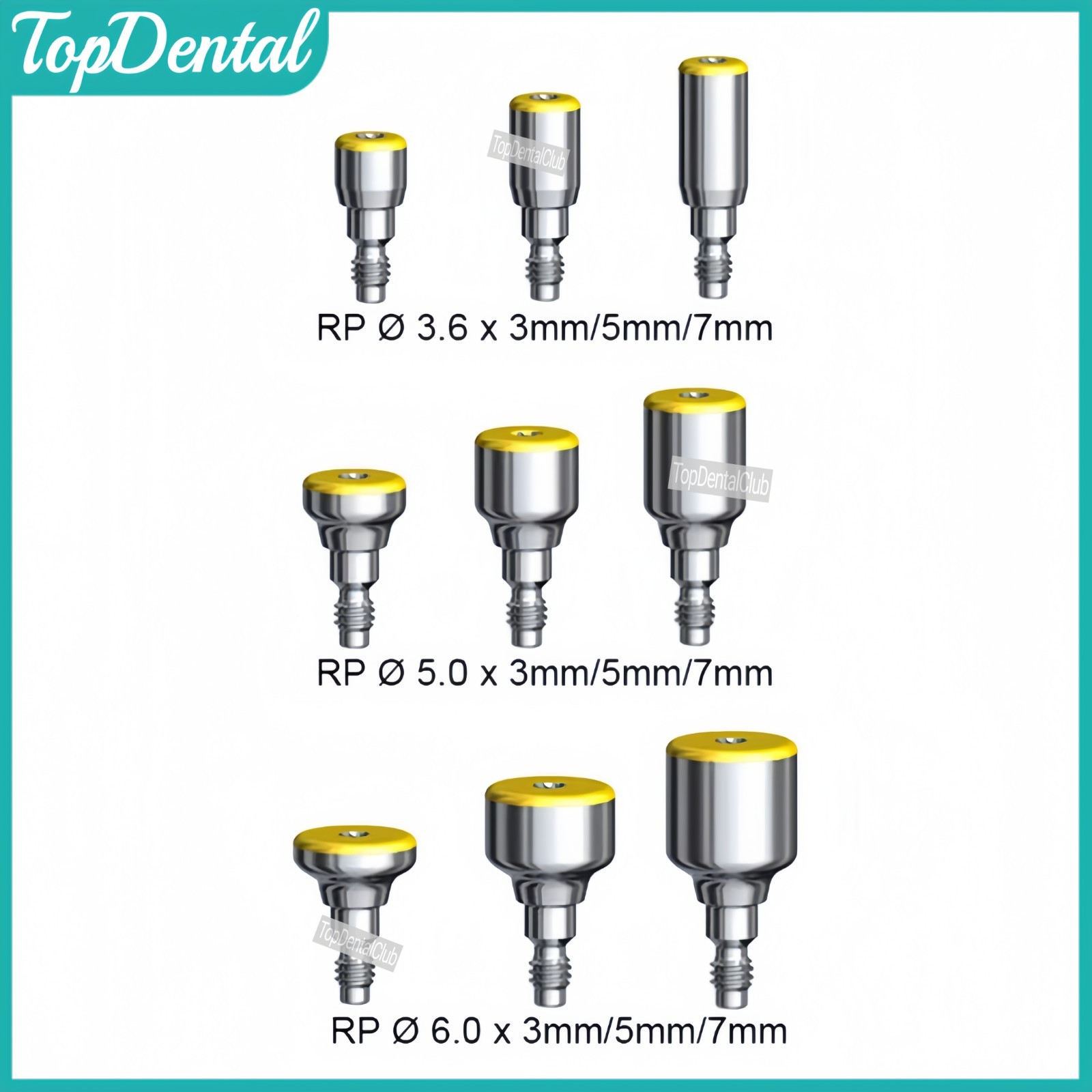 Dental Healing Cap Abutmment RP NP Compatible Fit Nobel Active Yellow Purple