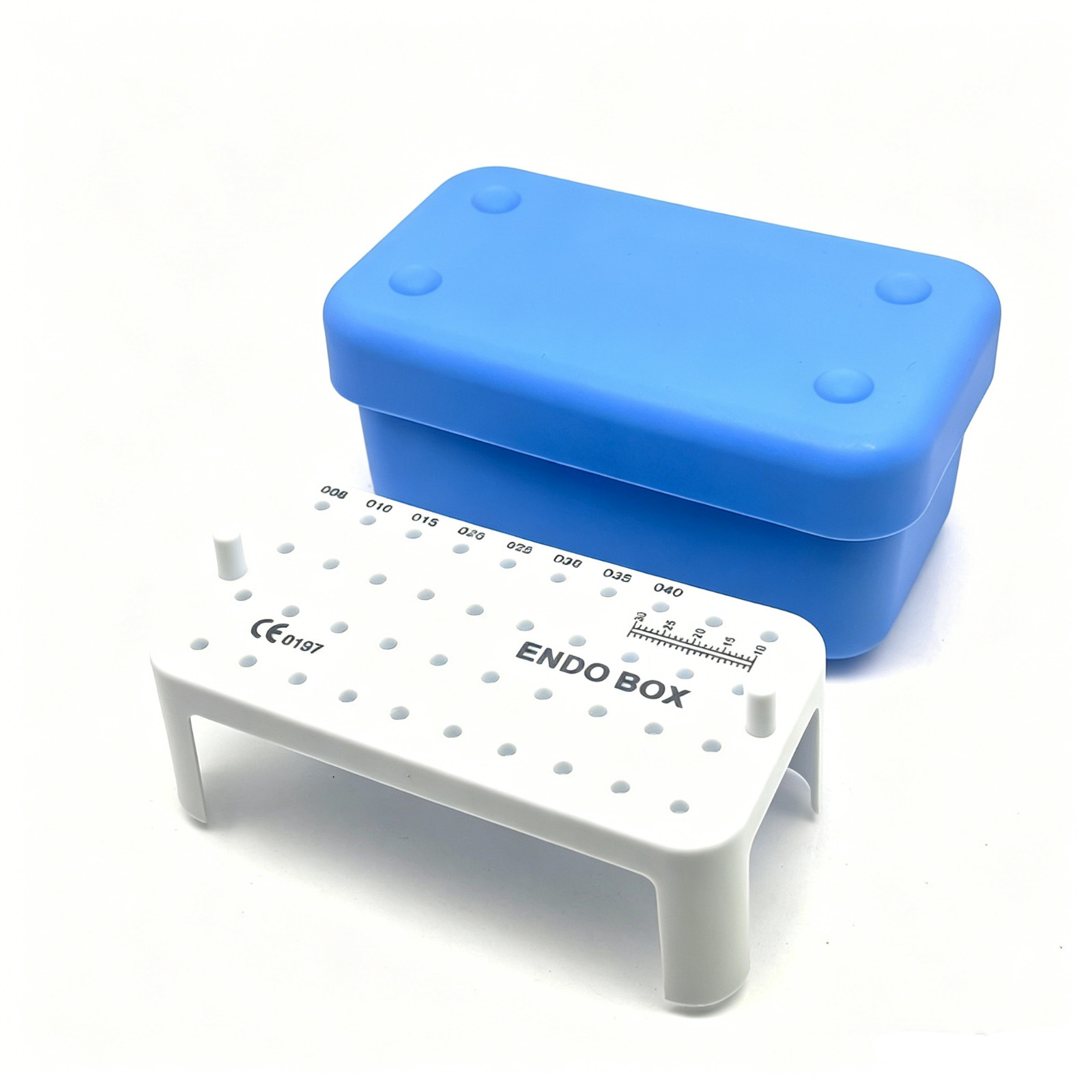 40 Holes Dental Endo Files Bur holder Sterilization Box With Ruler Autoclave