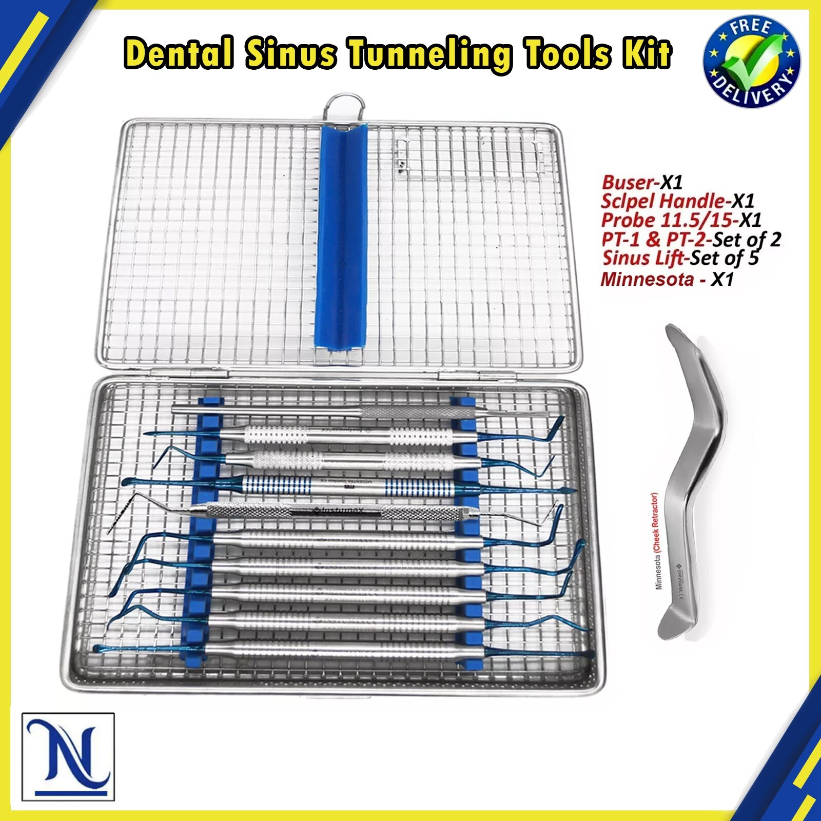 Mauri Tunneling Kit – Dental Periodontal & Implant Surgical Instruments Set