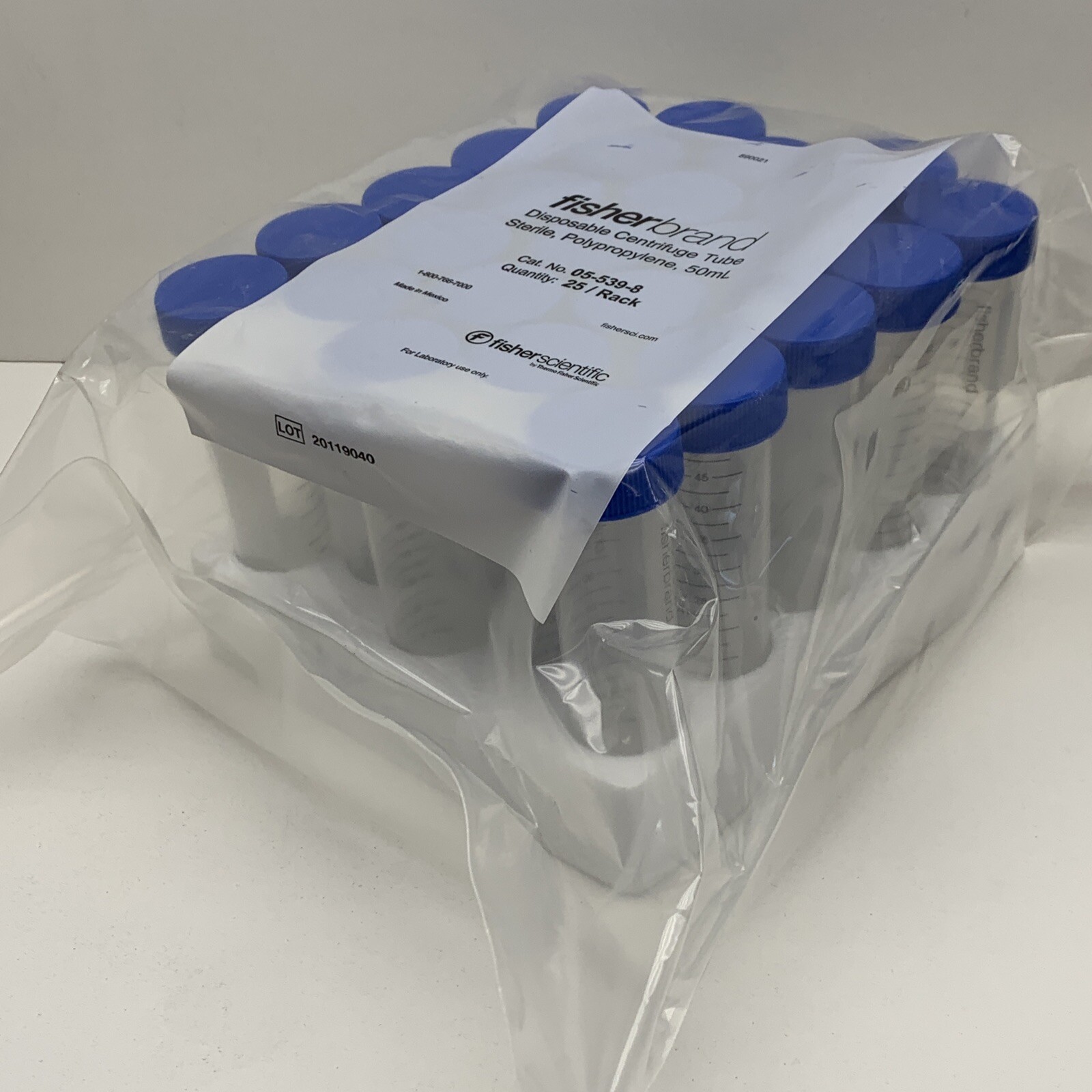 (25-Pack) Fisher Scientific 05-539-8 Sterile PP Disposable Centrifuge Tube 50mL