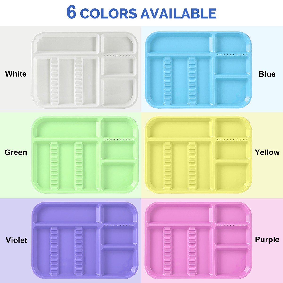 6 Color Dental Autoclave Plastic Instrument Set Up Flat Tray Divided Tray Size B