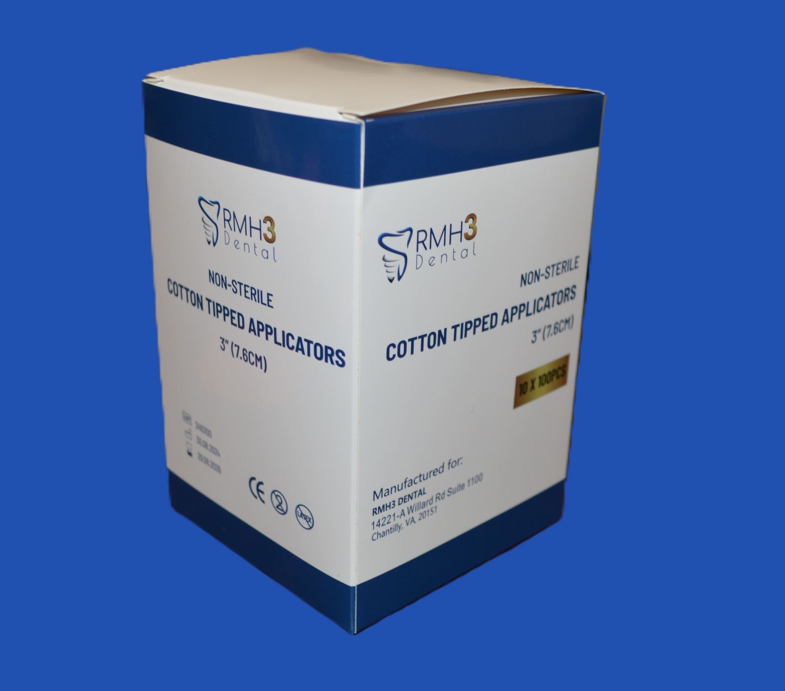 RMH3 Dental 3” Non-Sterile Cotton Tip Applicators, Box of 1000
