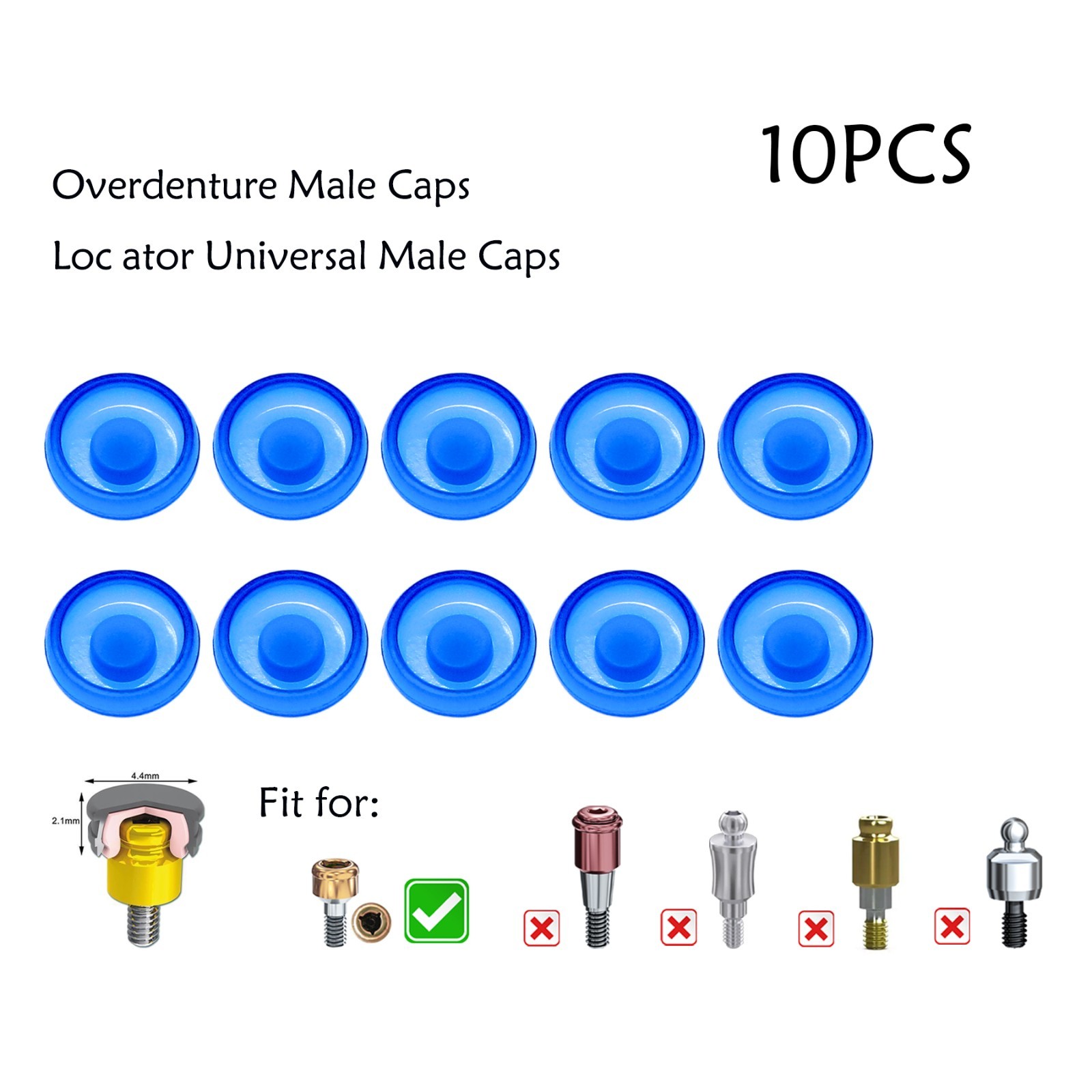 10Pcs Dental Overdenture Locator Abutments Retention Caps For Implant Inserts