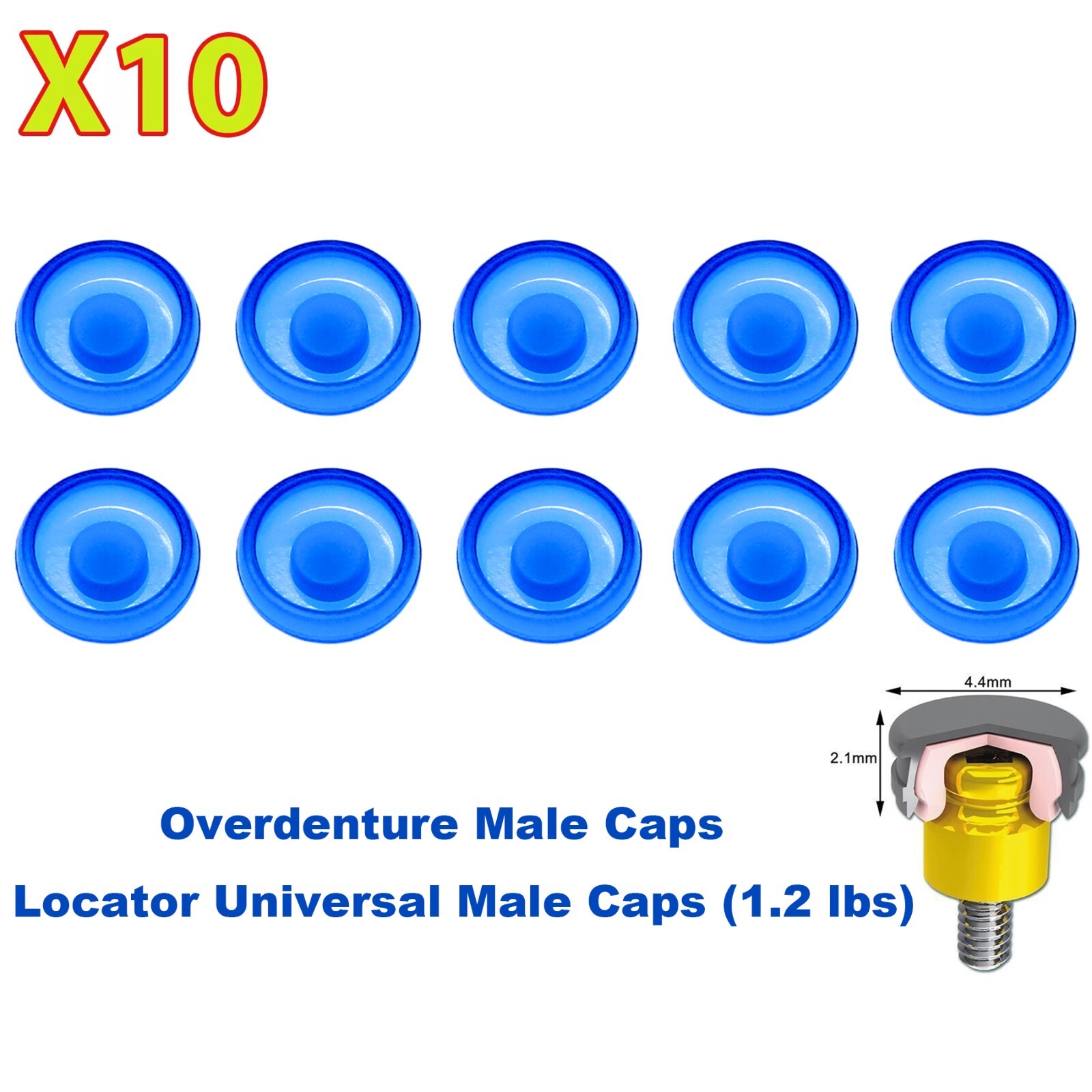 10Pcs Dental Locator Overdenture Abutments Retention Caps For Implant Inserts