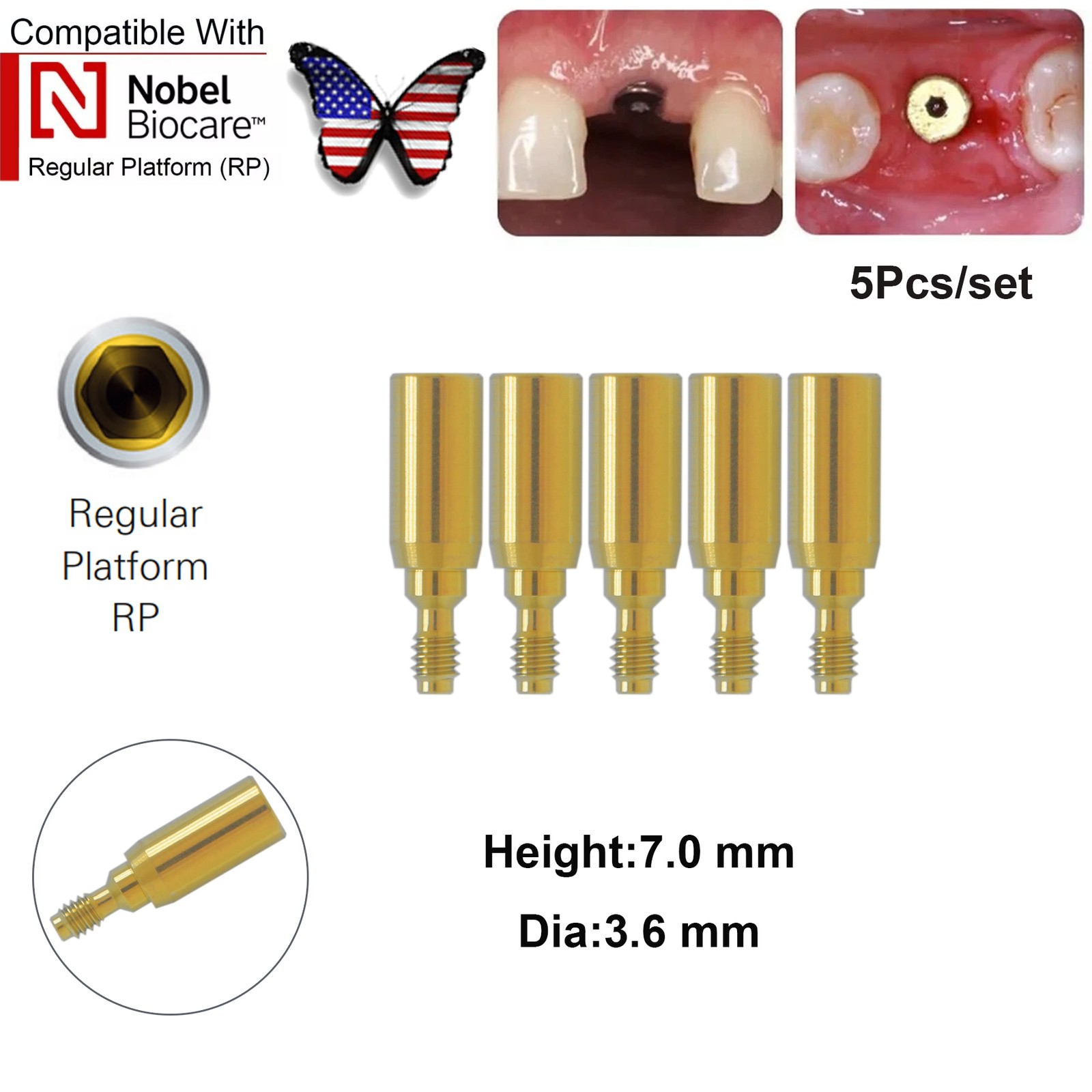 US Nobel Biocare Implant Healing Abutment Cap Titanium NP RP CC Temporary Dental