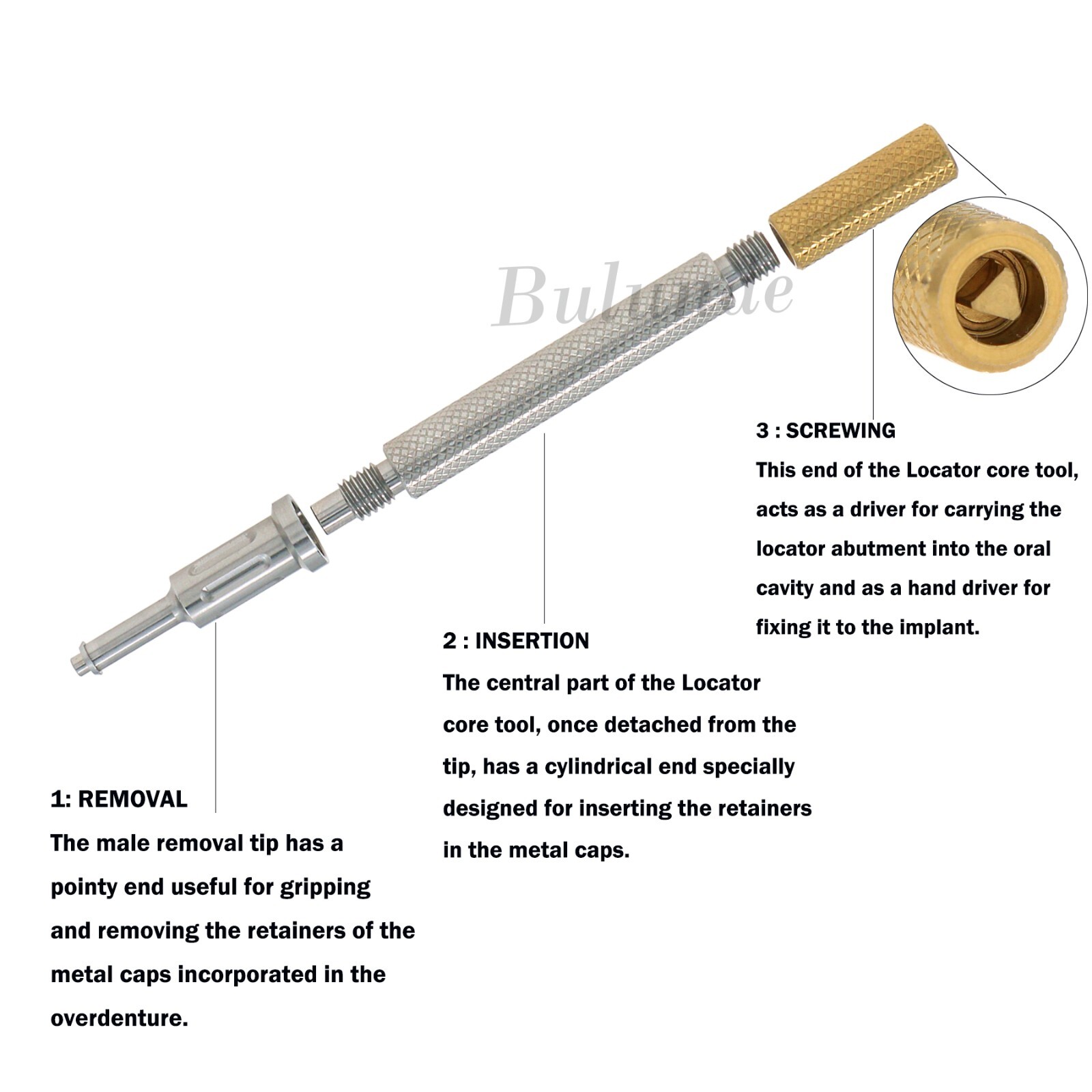 Overdenture Loc ator Core Tool Retention Caps Insertion Extraction Tool