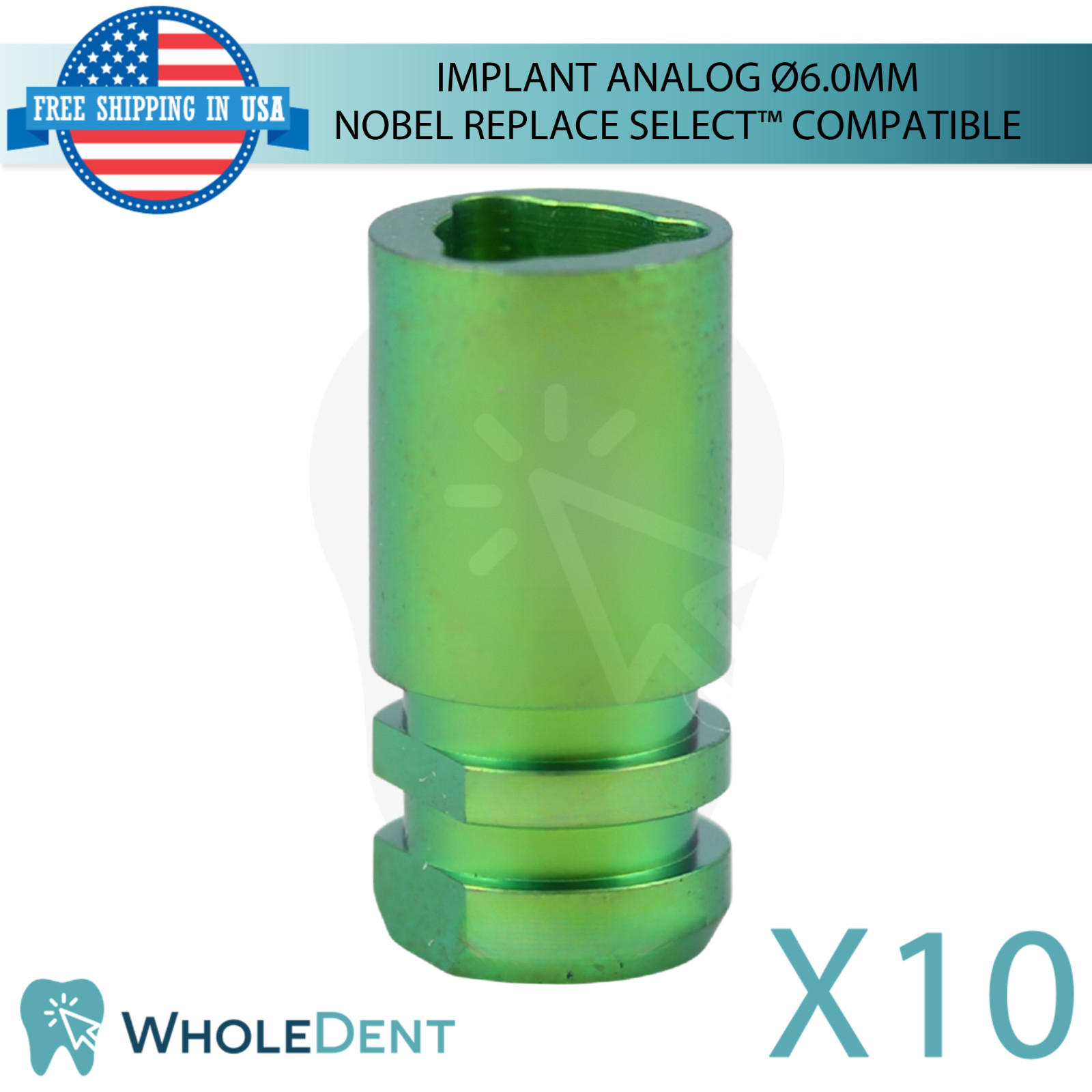 10x Dental Fixture Analog Ø6.0mm Titanium N0bel Replace Select™ Compatible