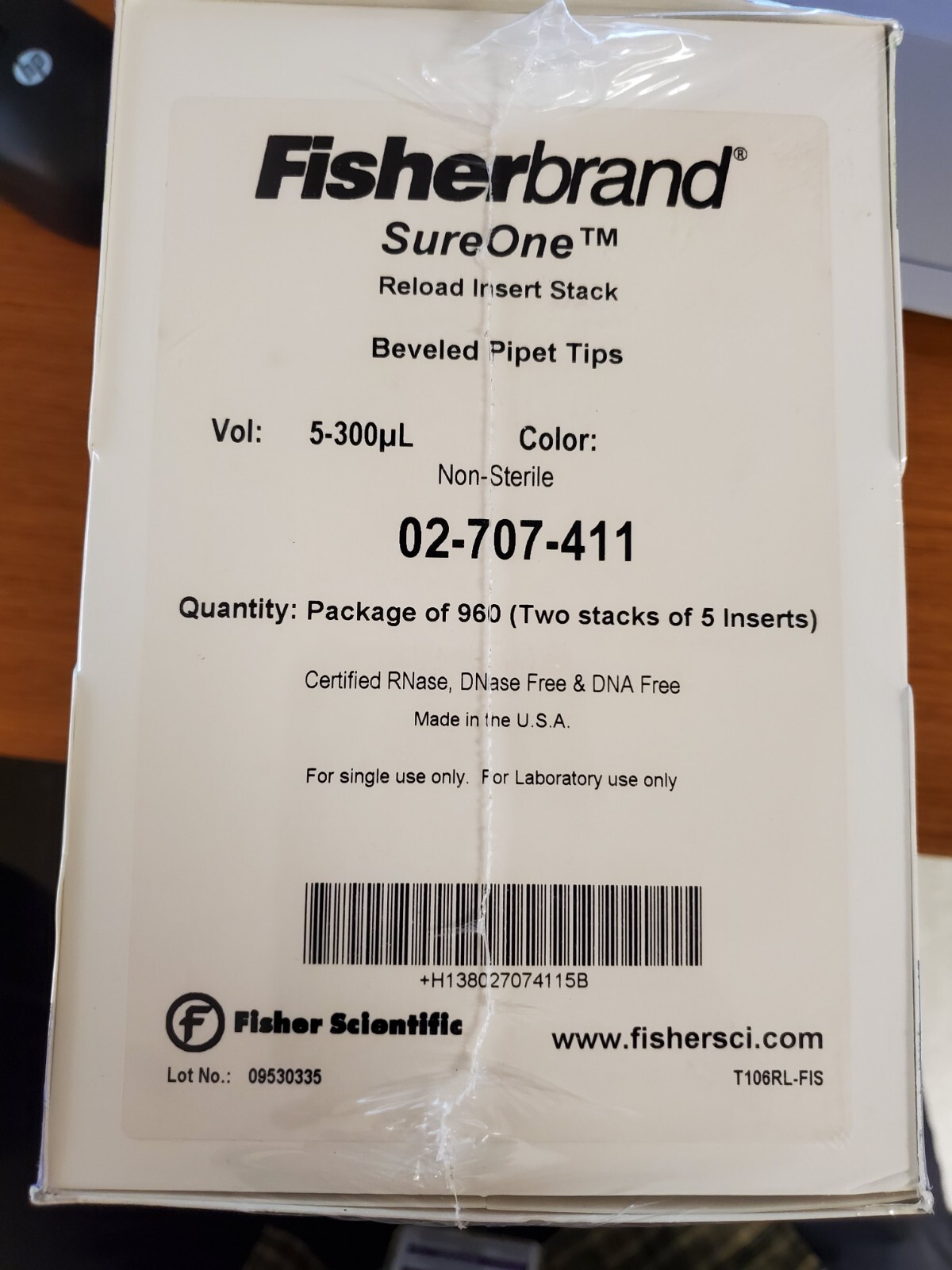 FISHER SCIENTIFIC 02 707 411 FISHERBRAND SUREONE 5-300µL PIPET TIPS BOX OF 960