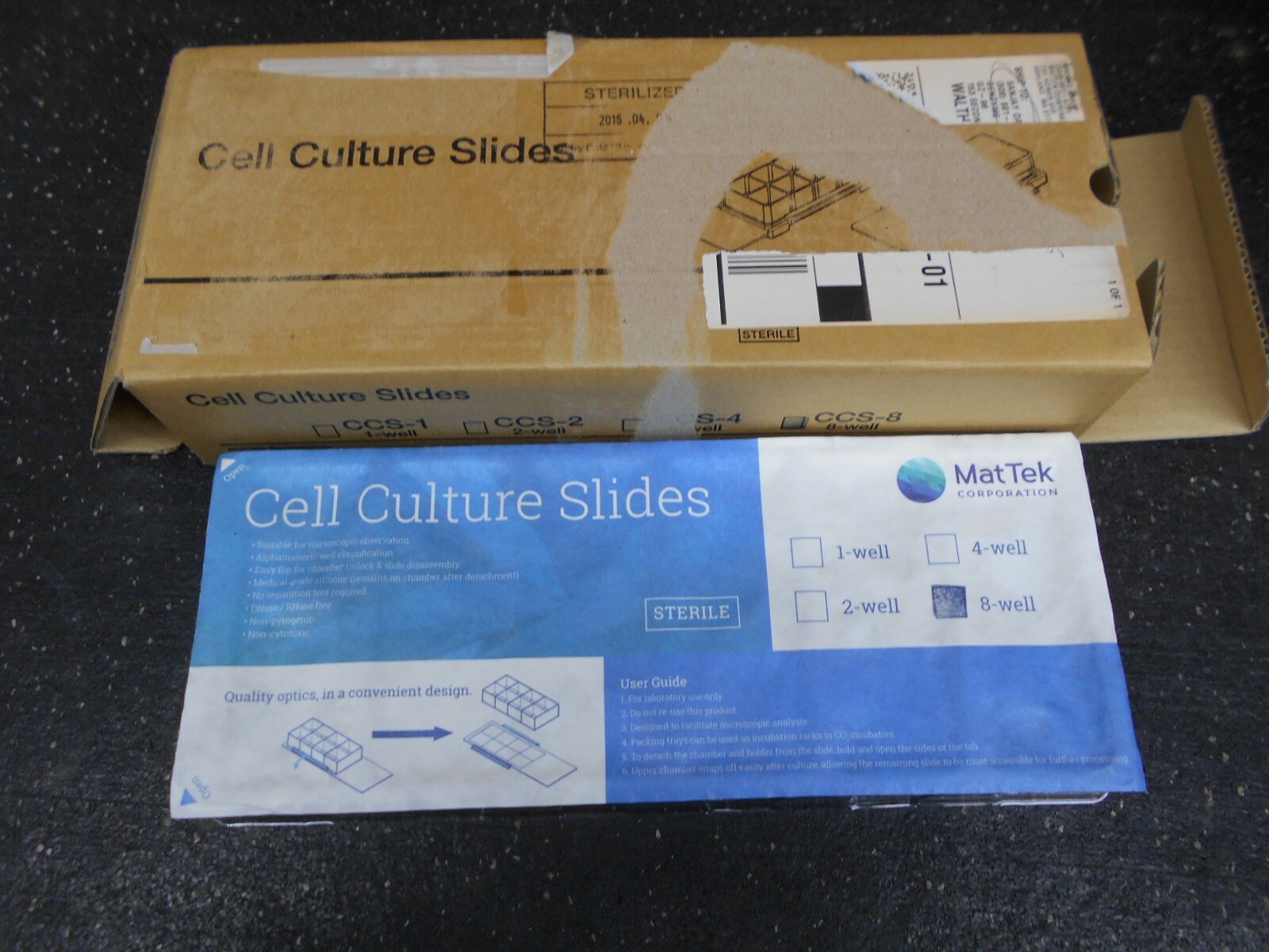MATTEK CCS 8 STERILE 8 WELL CELL CULTURE SLIDES BOX OF 6