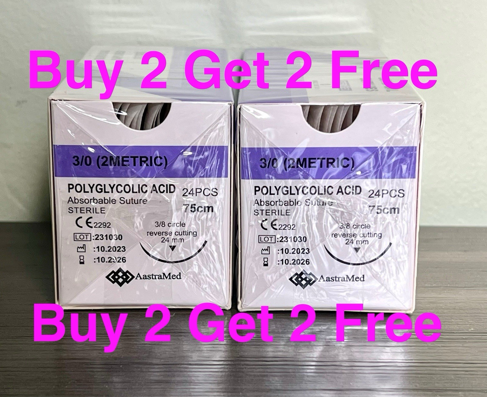 3/0 PGA Suture 96ct (4 Boxes) Polyglycolic Acid, Veterinary Dental SALE