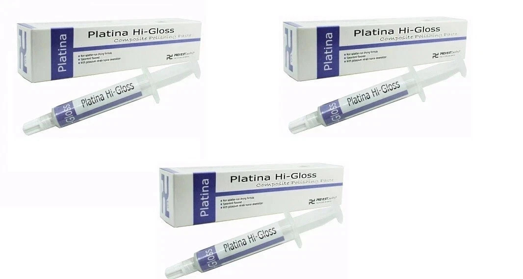 3 x Dental PLATINA HI GLOSS Composite Polishing Paste for restorations 4gm