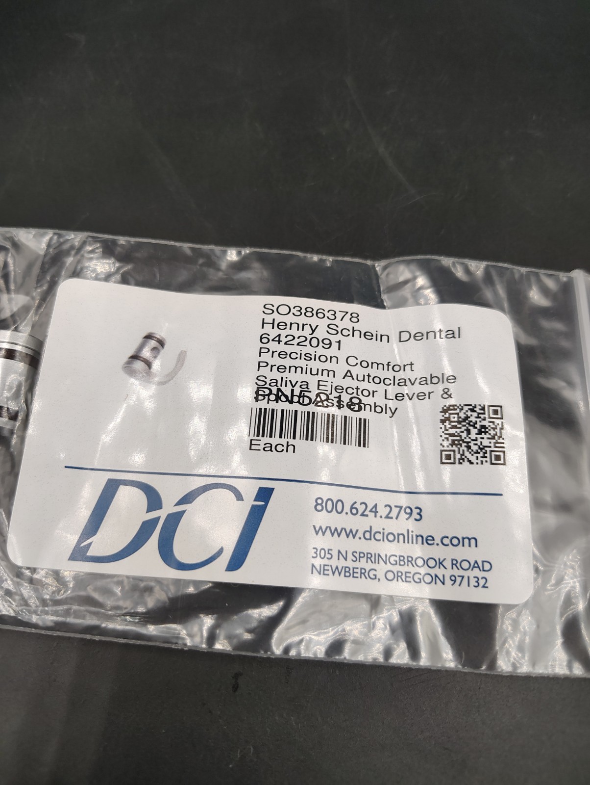 Henry Schein DCI Premium Autoclavable Saliva Ejector Lever & Spool Assembly