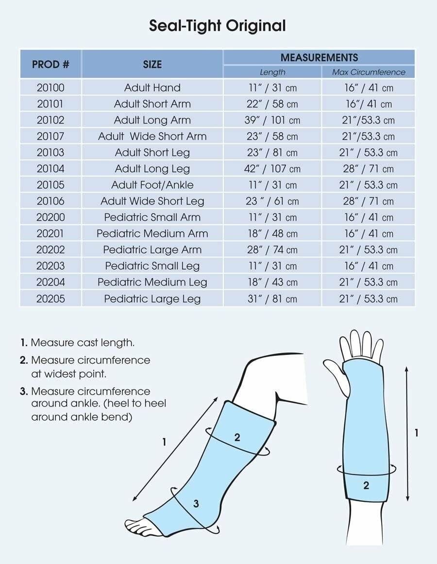 Seal-Tight Original Cast Protector Waterproof Cast Cover for Hand (11in Length)